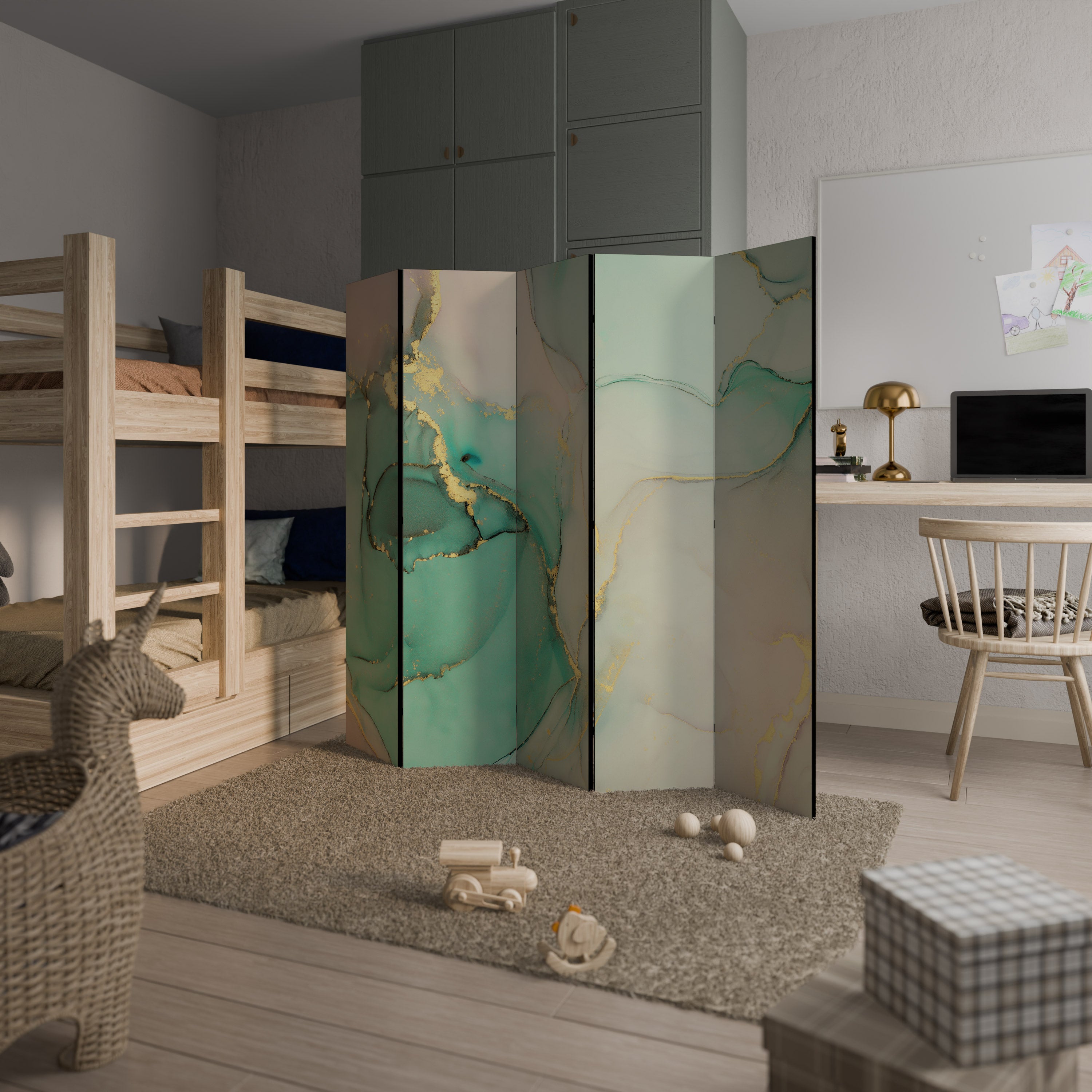 Biombo decorativo de 5 paneles MÍSTICA MARMOLADA
