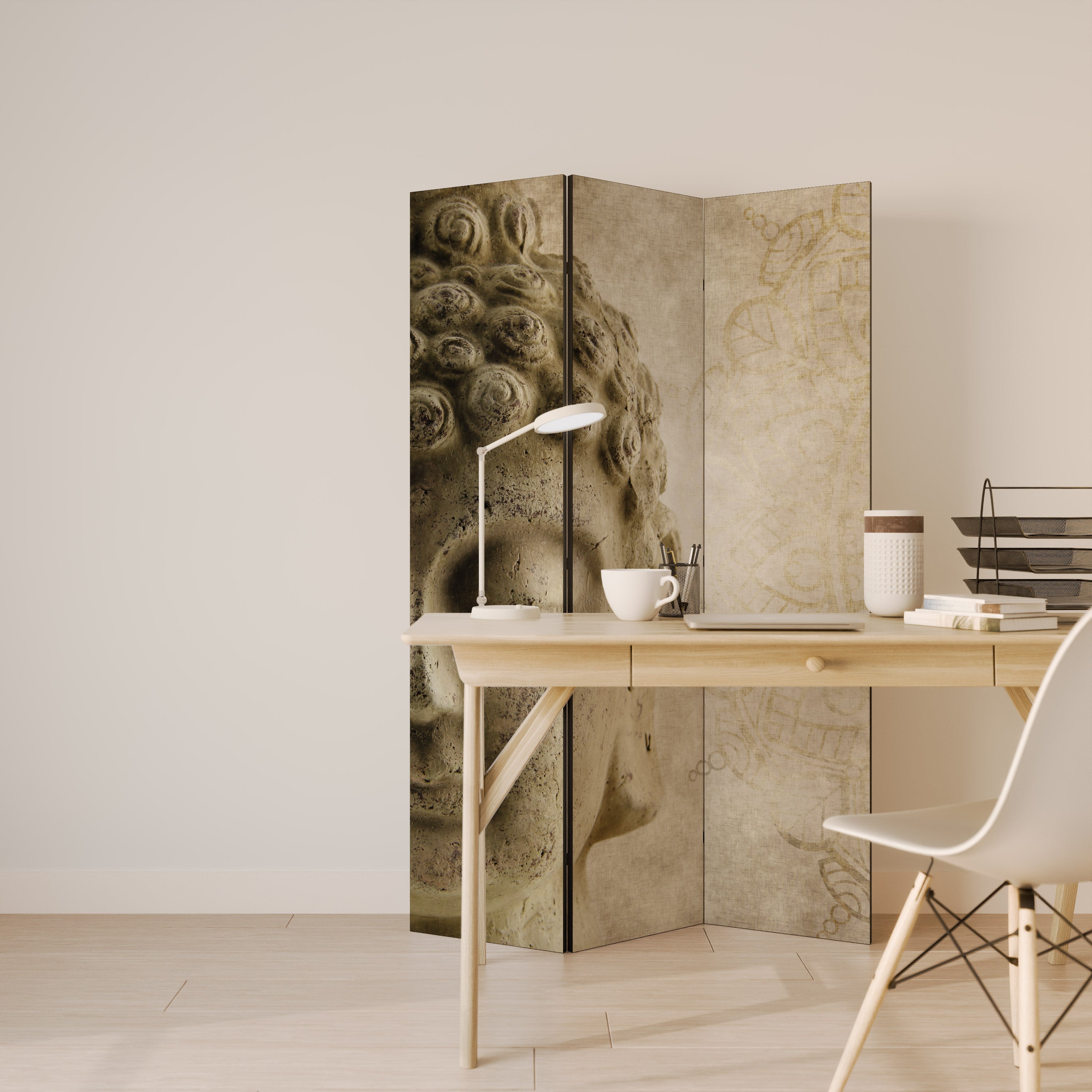 MYSTICAL MEDITATION SCENE Decorative 3-Panel Room Divider