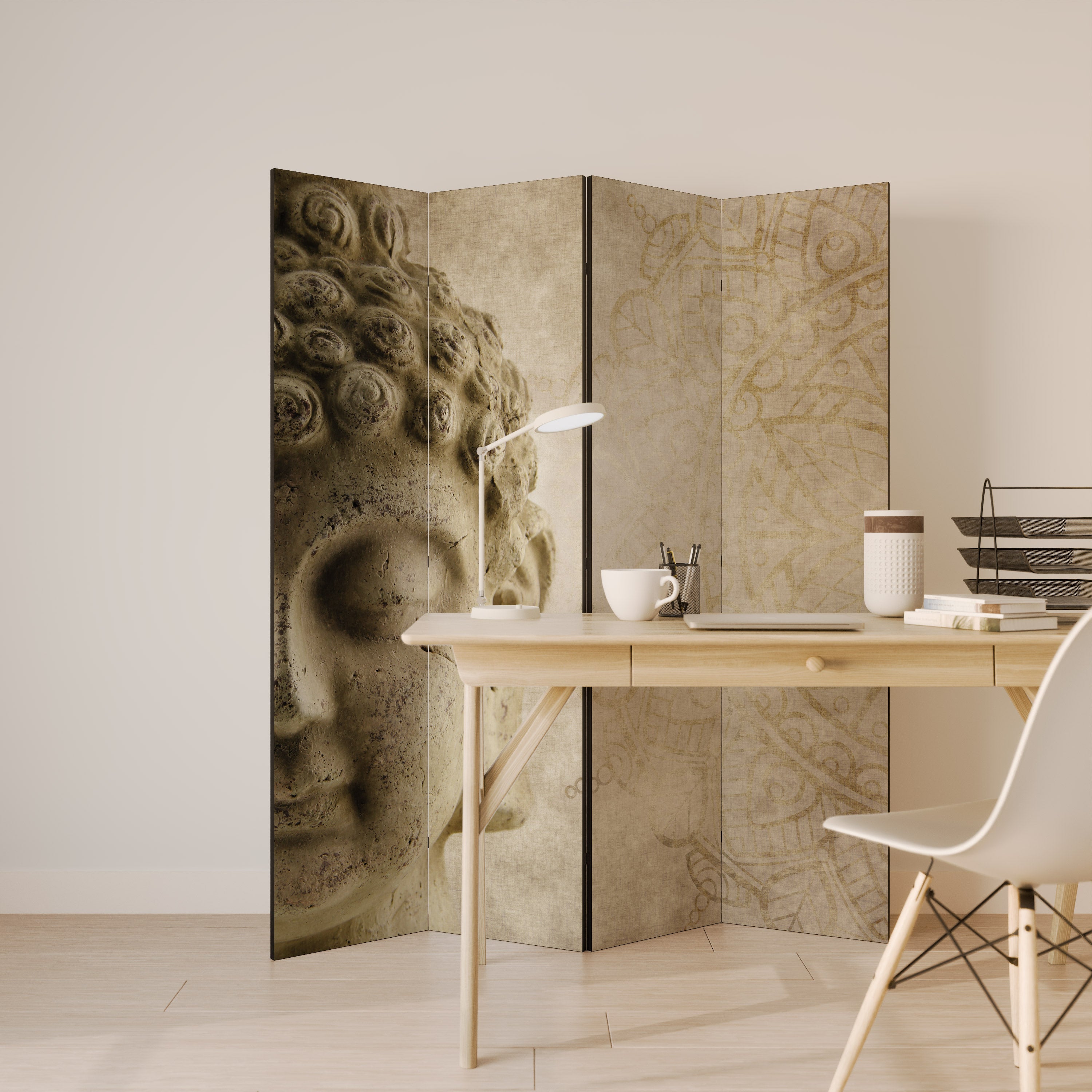MYSTICAL MEDITATION SCENE Decorative 4-Panel Room Divider