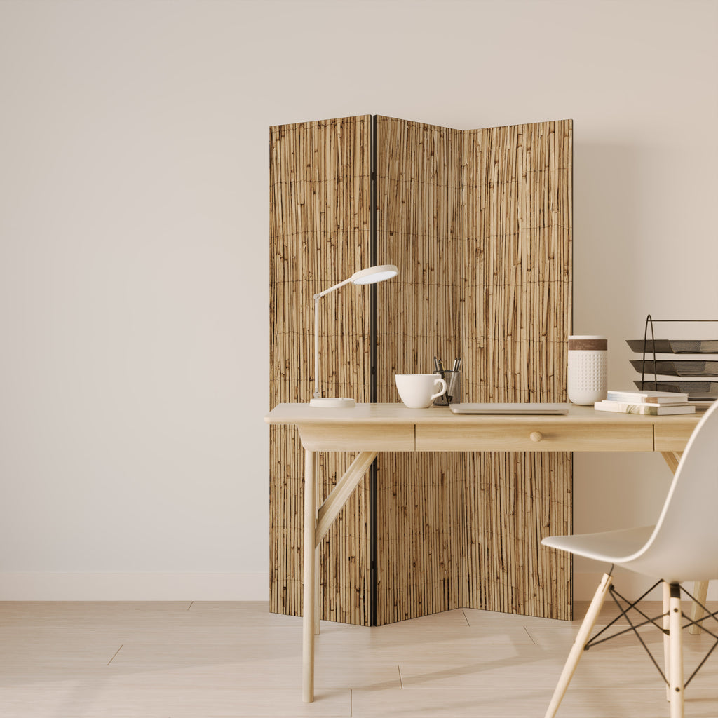 STRAW BOUND DELIGHT Decorative 3-Panel Room Divider