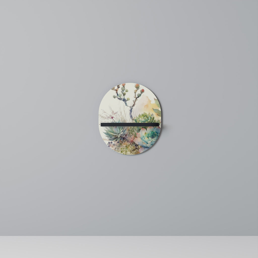SUCCULENT WHIMSY Oval Art Shelf In Black Finish