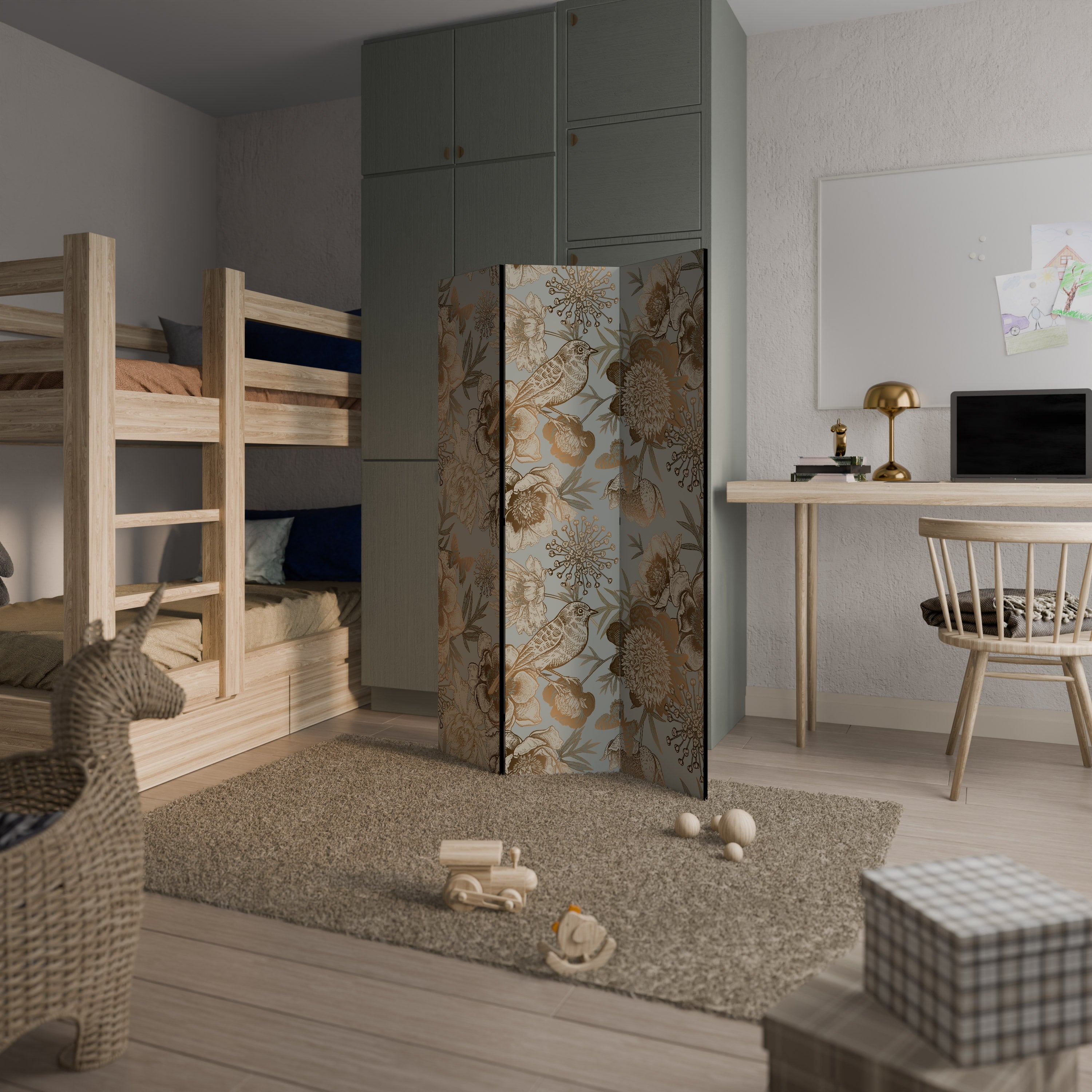 SUCCULENT WHIMSY Decorative 3-Panel Room Divider