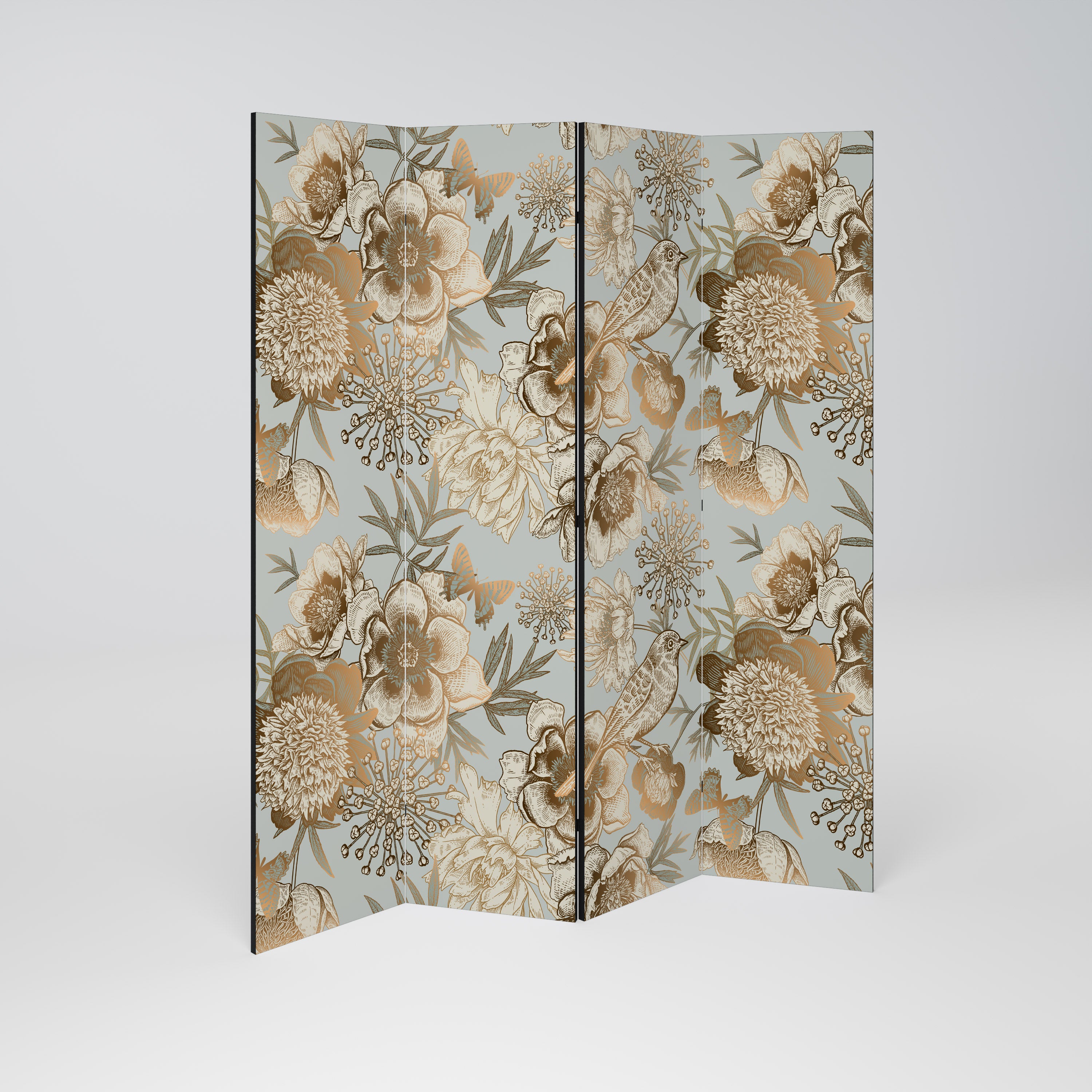 SUCCULENT WHIMSY Decorative 4-Panel Room Divider