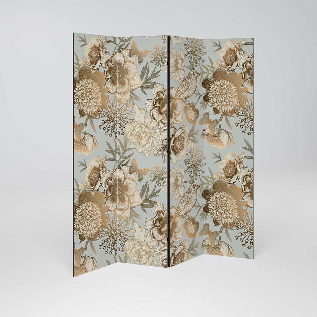 SUCCULENT WHIMSY Decorative 4-Panel Room Divider