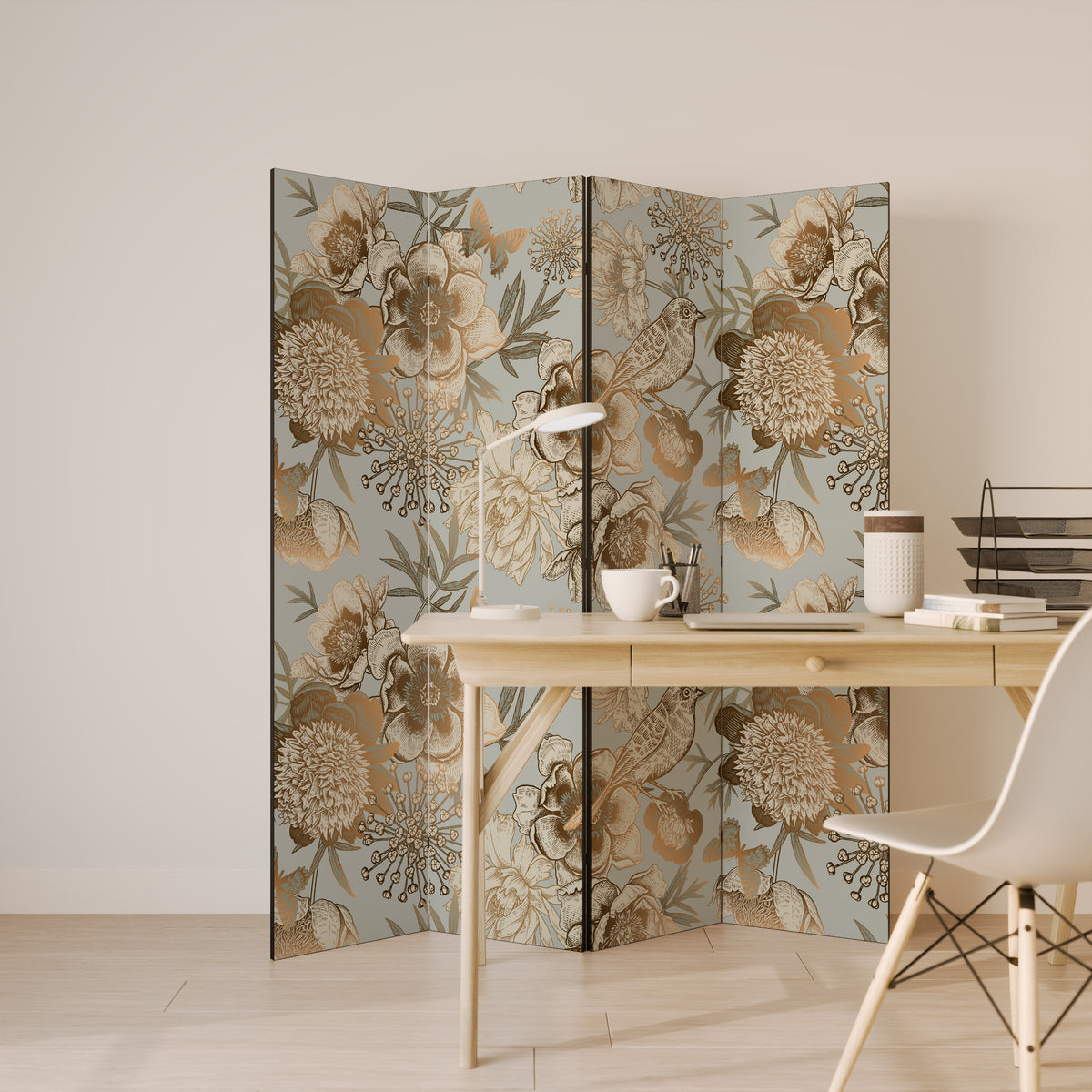 SUCCULENT WHIMSY Biombo de 4 paneles