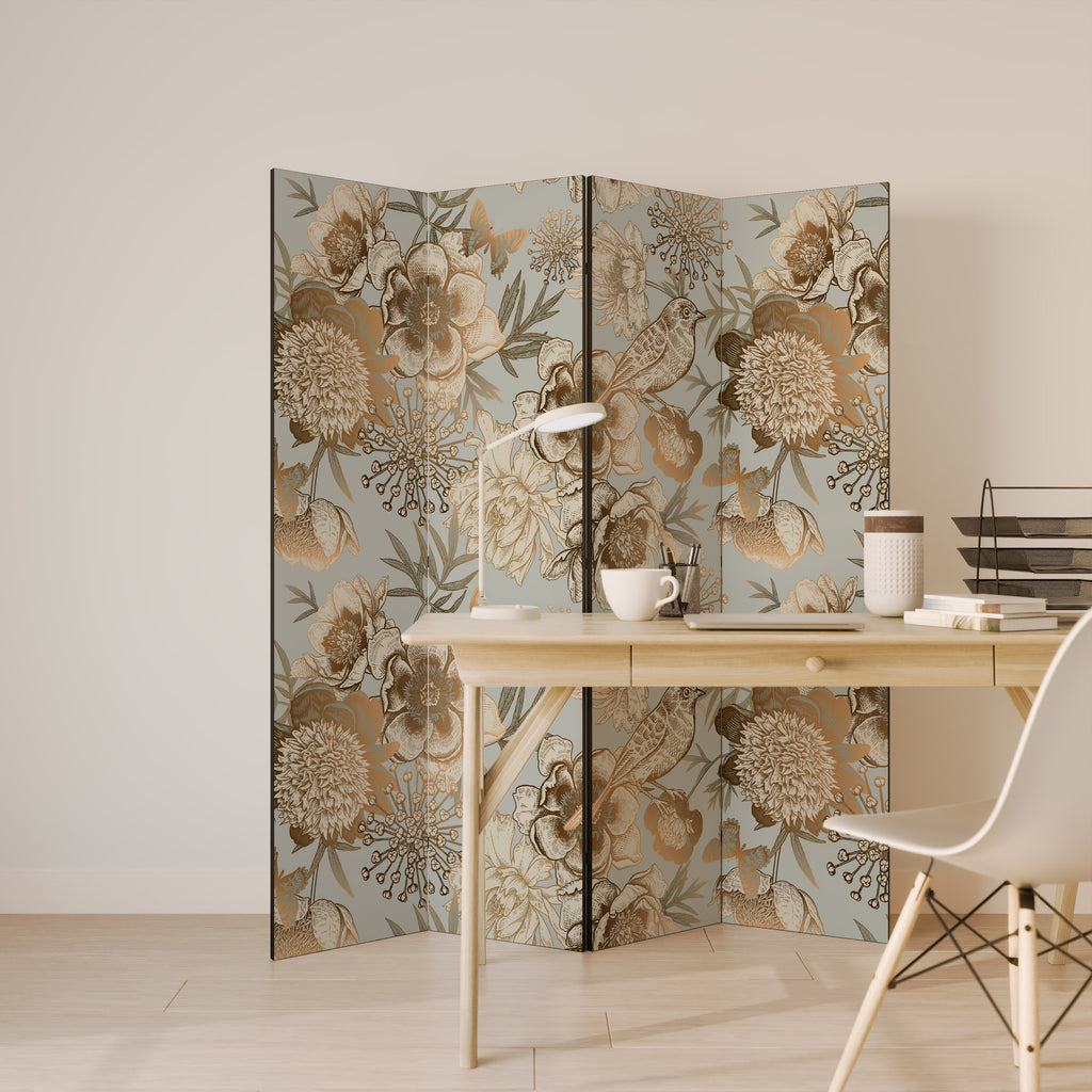 SUCCULENT WHIMSY Decorative 4-Panel Room Divider