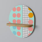 RETRO GRID Oval Art Shelf In Oak Effect