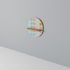 RETRO GRID Oval Art Shelf In Oak Effect