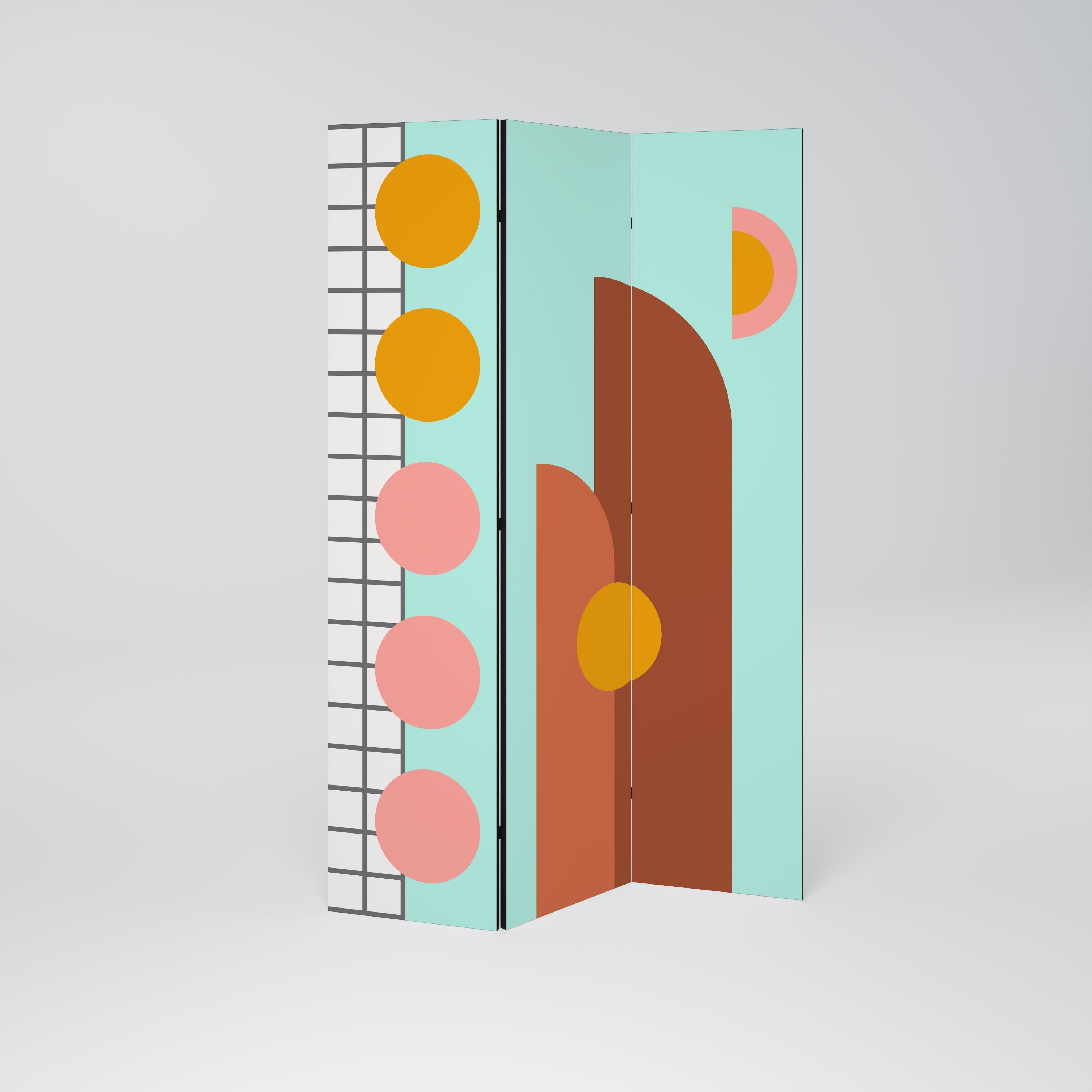 RETRO GRID Decorative 3-Panel Room Divider