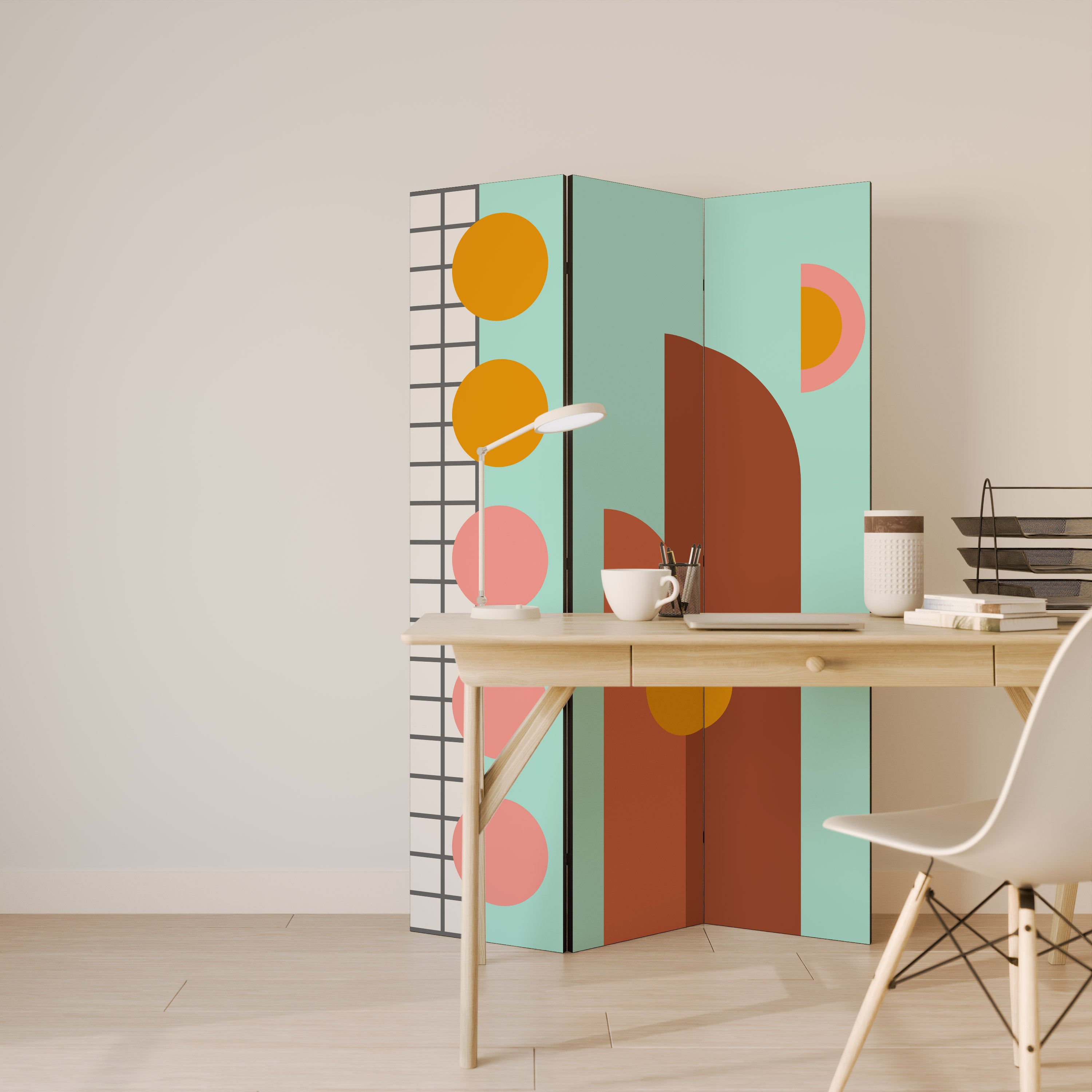 RETRO GRID Decorative 3-Panel Room Divider