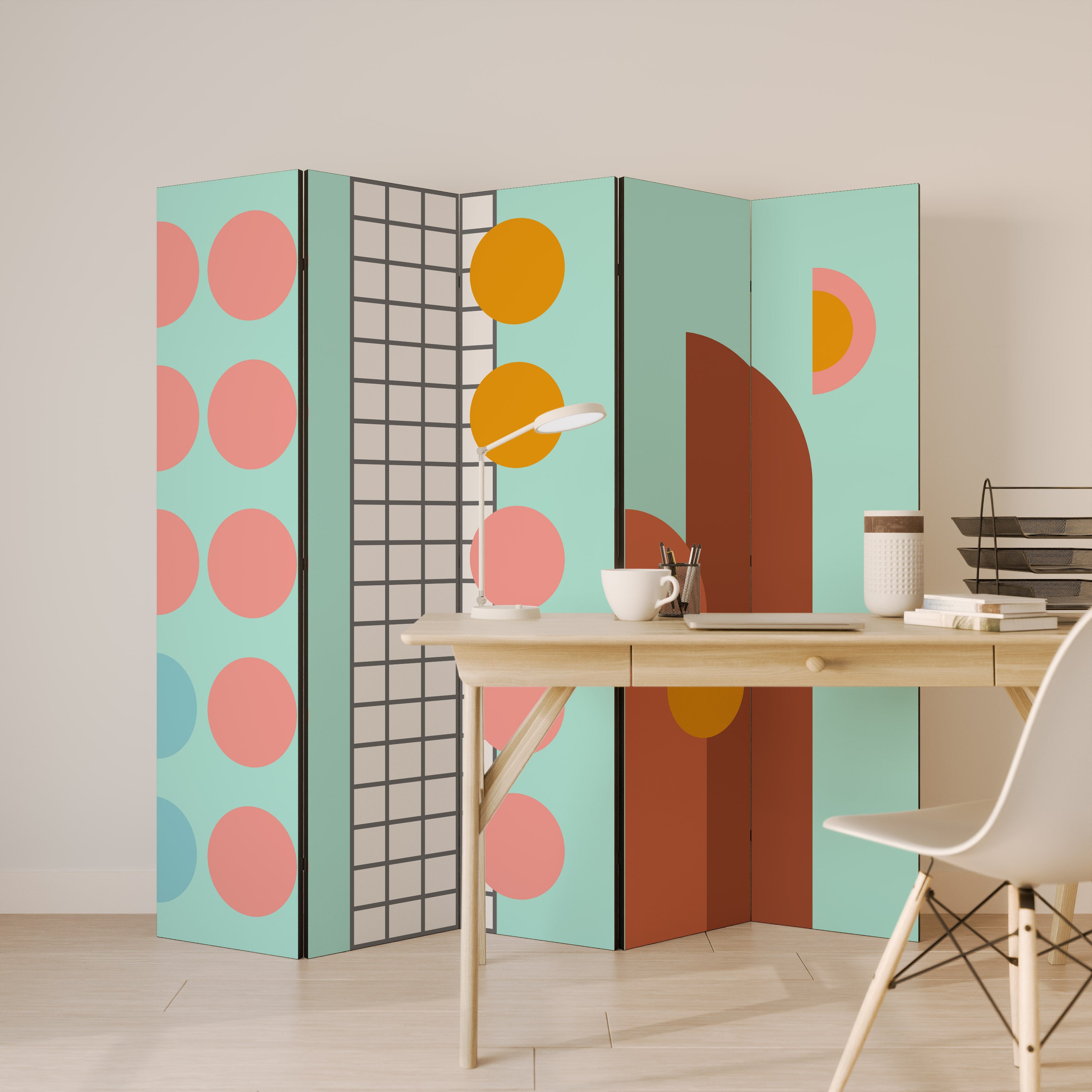 RETRO GRID 5-Panel Room Divider