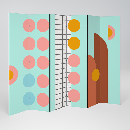RETRO GRID Biombo de 6 paneles
