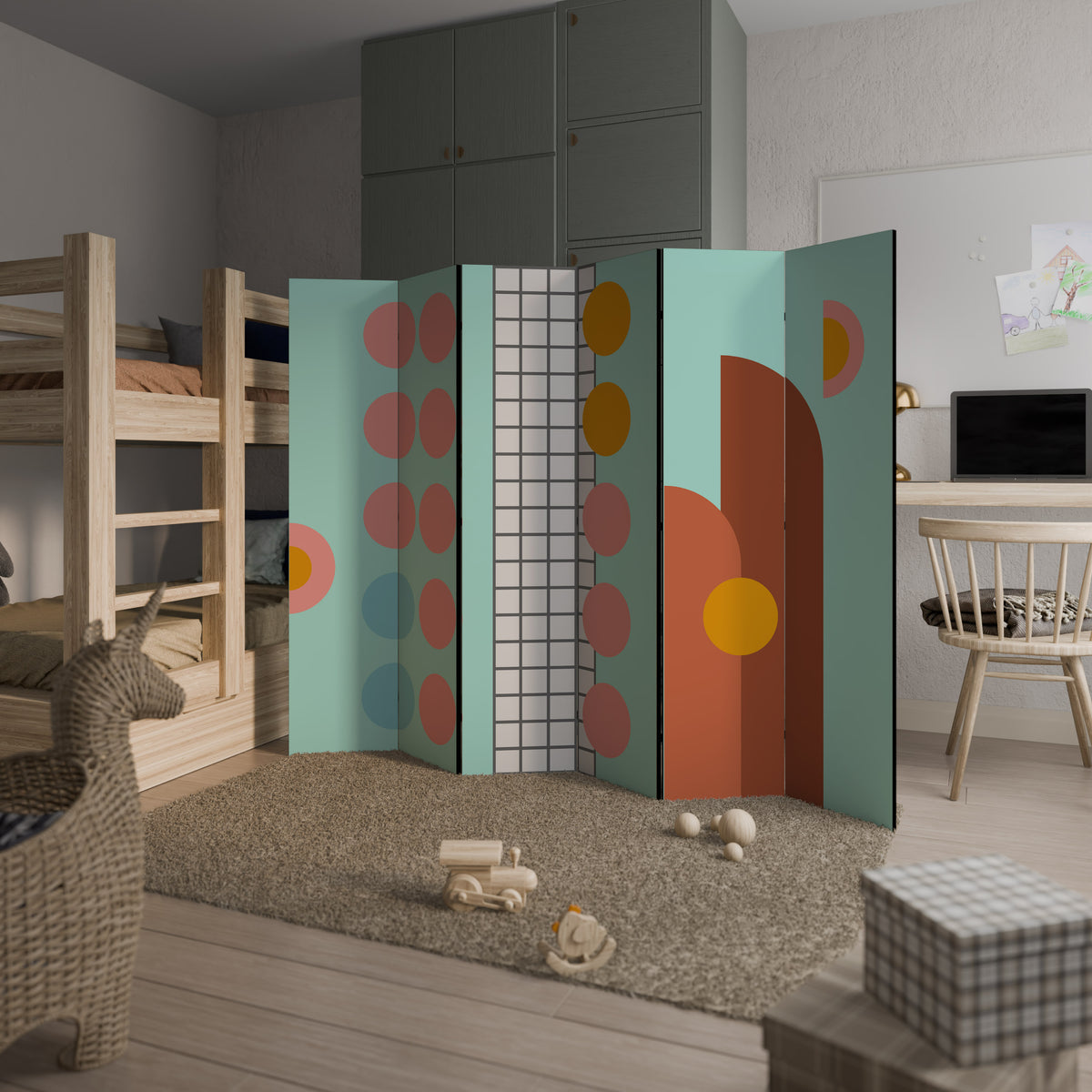 RETRO GRID Biombo de 6 paneles