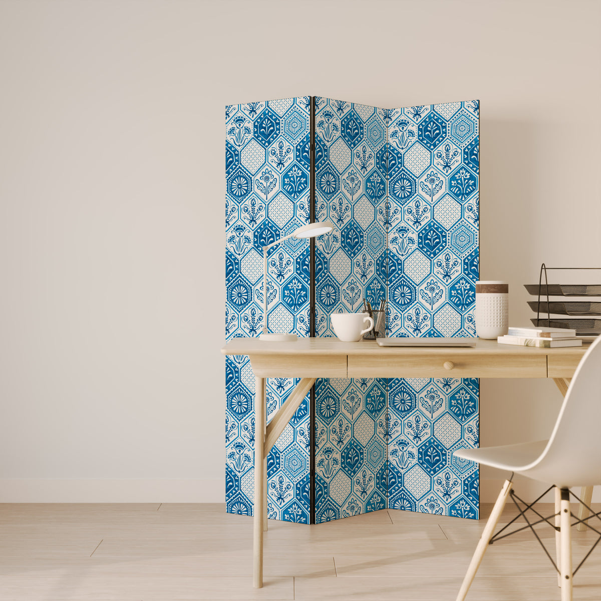 AQUATIC HEXAGON DREAM Biombo de 3 paneles