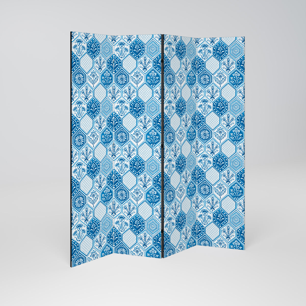 AQUATIC HEXAGON DREAM Biombo de 4 paneles
