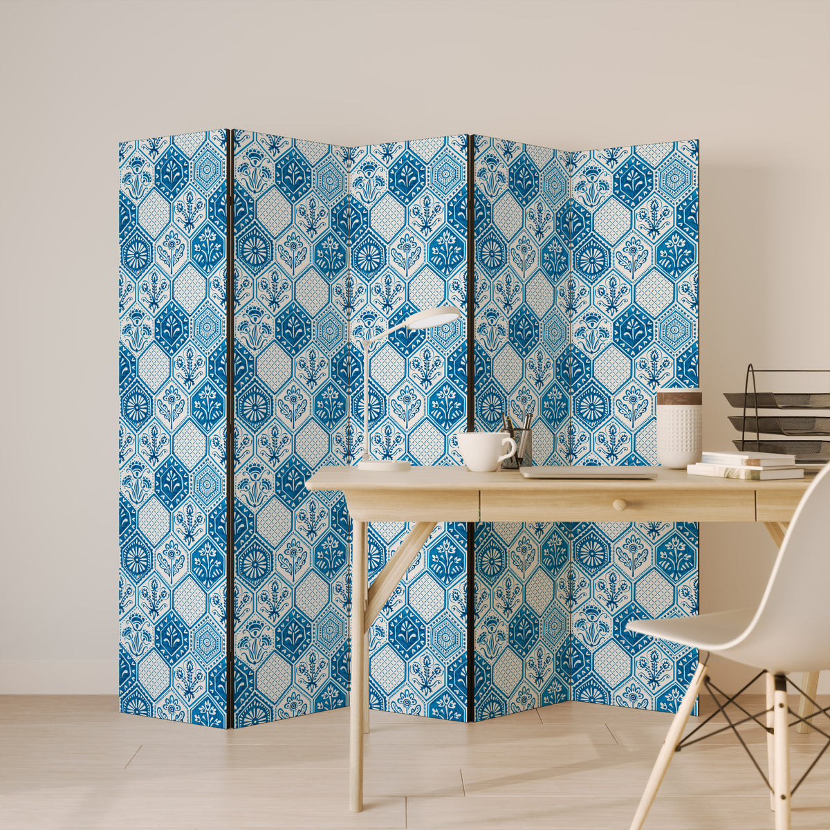 AQUATIC HEXAGON DREAM Biombo de 5 paneles