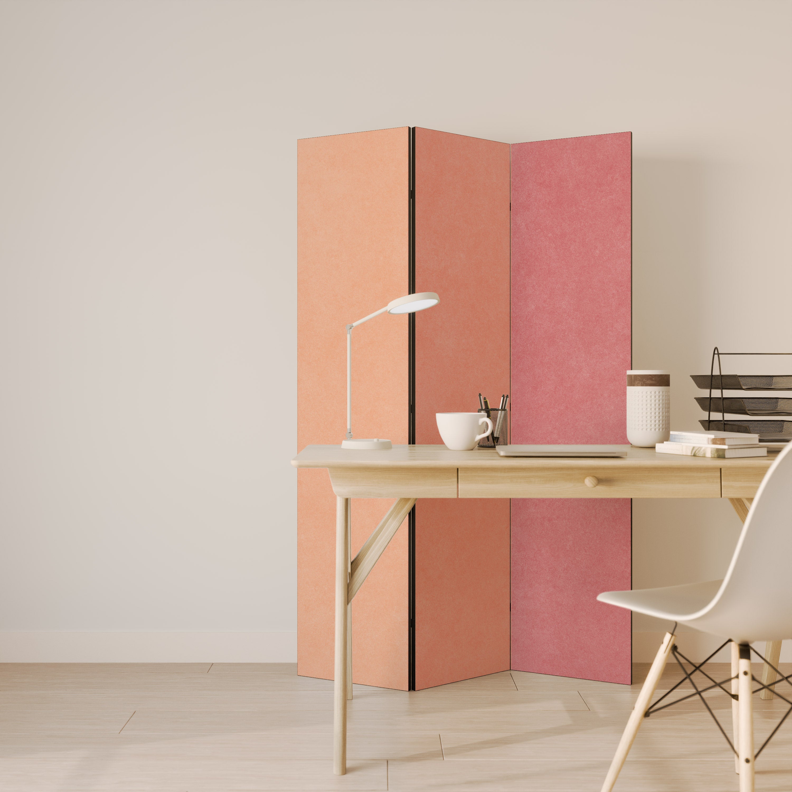 Biombo decorativo de 3 paneles con aroma a alcohol rosa