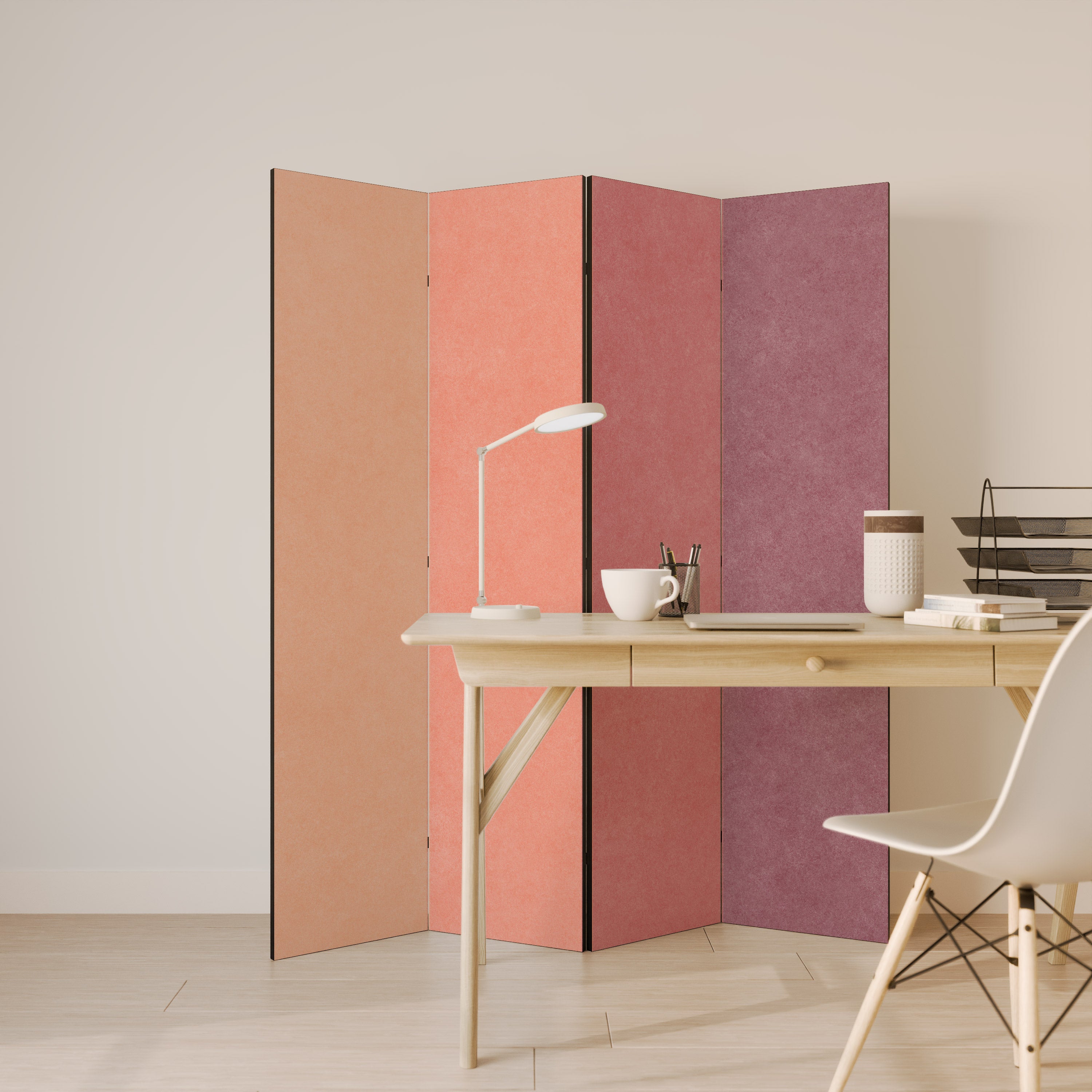 Biombo decorativo de 4 paneles con aroma a alcohol rosa