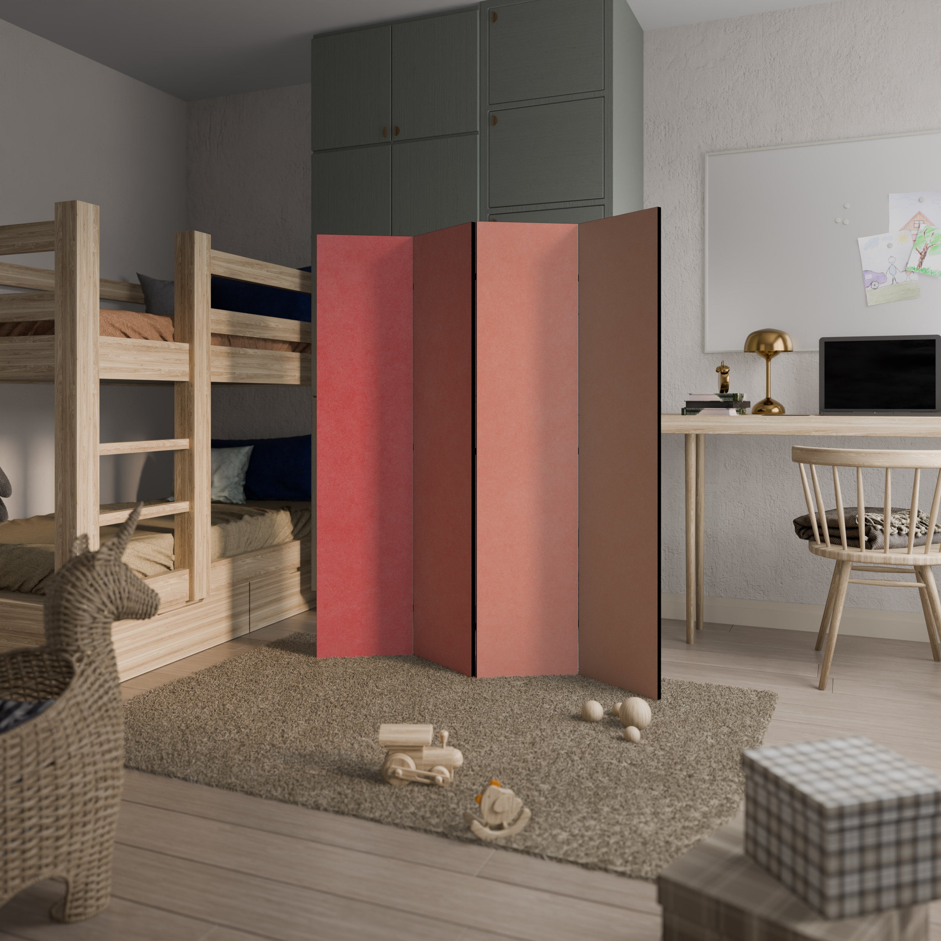 PEACH OF MY HEART Biombo de 4 paneles