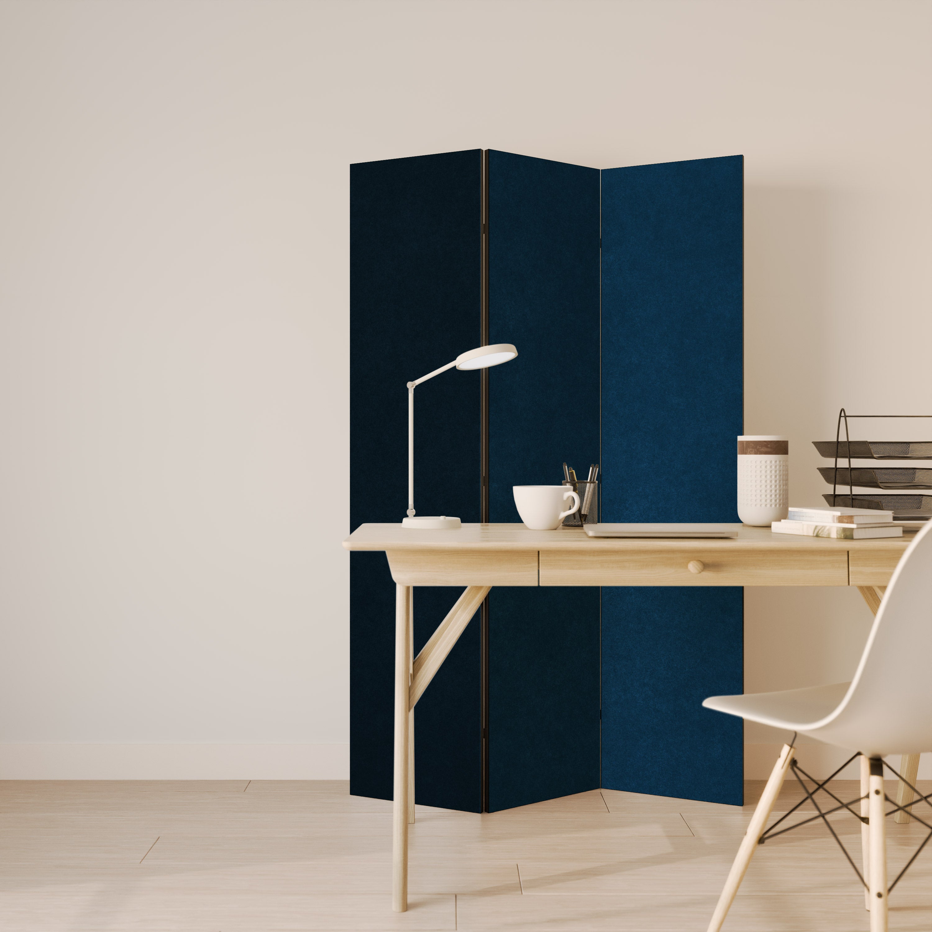 Divisor de ambientes decorativo de 3 paneles SHAKE IT BLUE