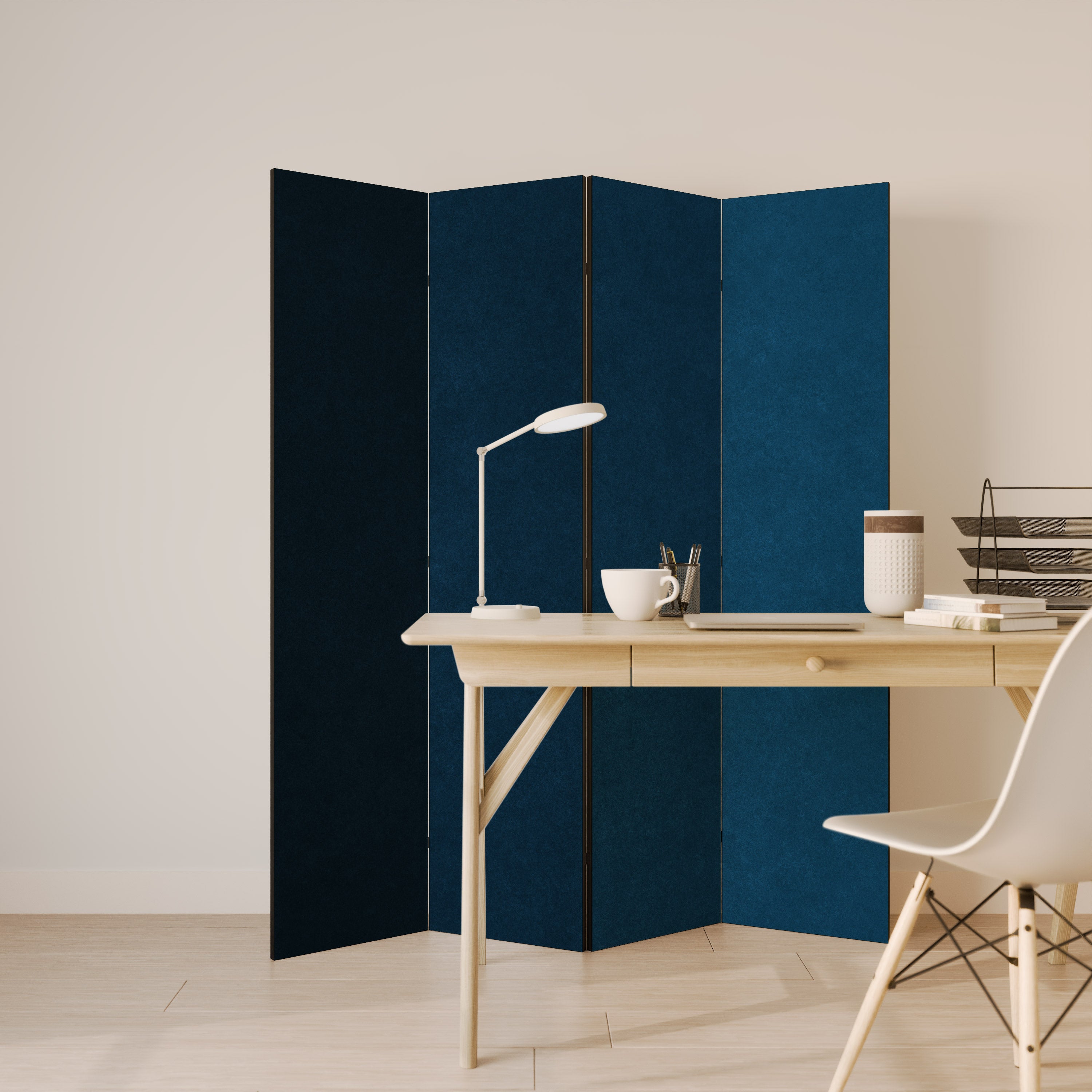 Divisor de ambientes decorativo de 4 paneles SHAKE IT BLUE