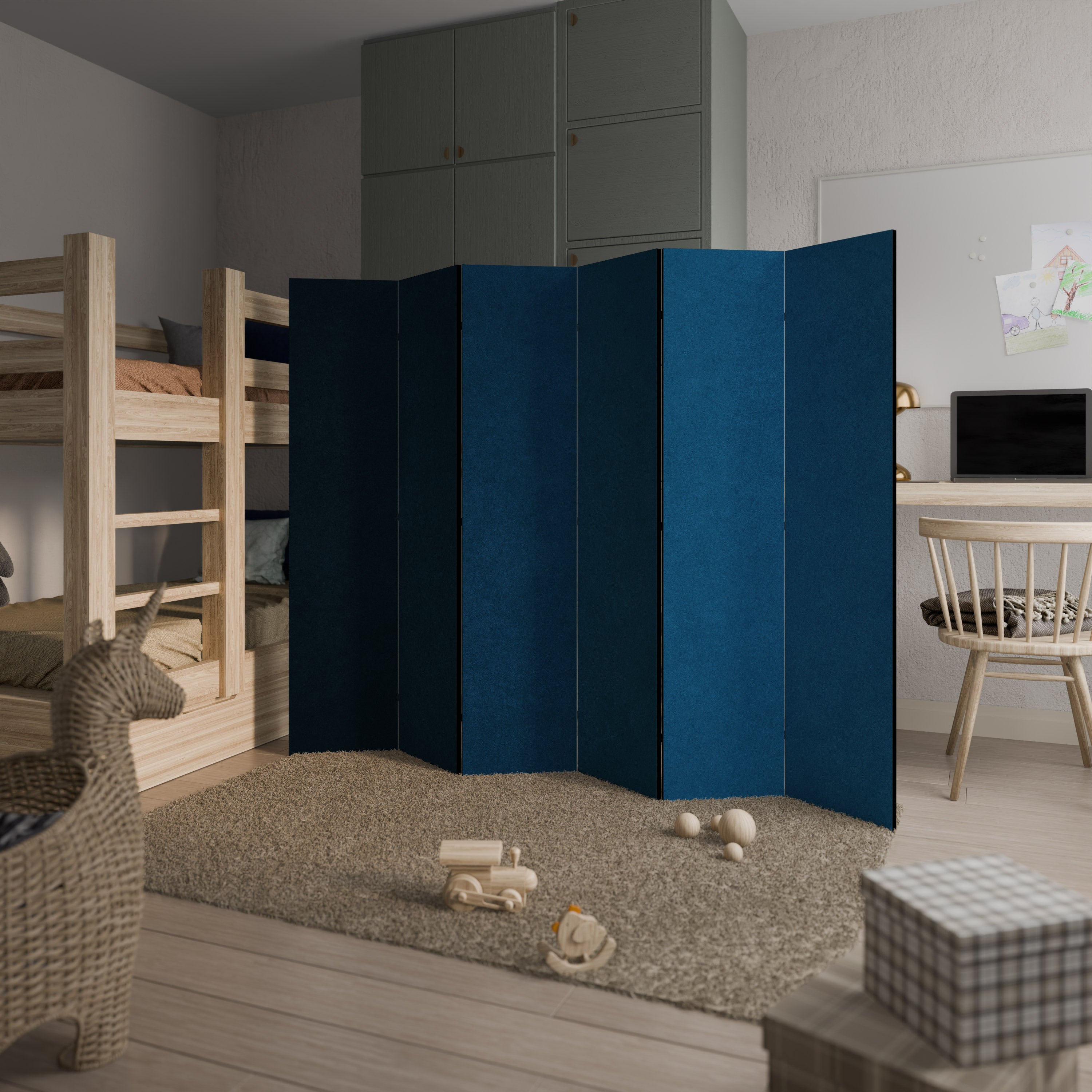 Divisor de ambientes decorativo de 6 paneles SHAKE IT BLUE