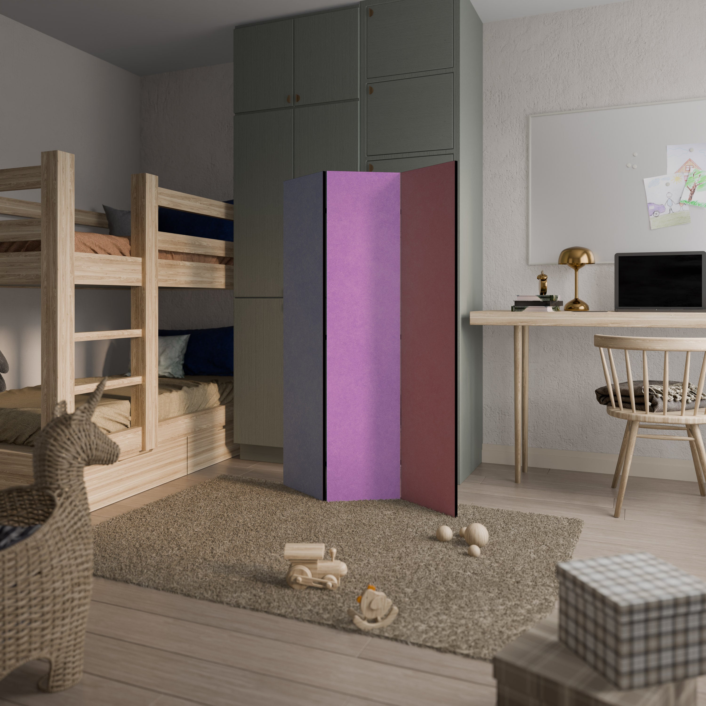 MI CORAZÓN SE LLENARA DE COLOR Separador de ambientes decorativo de 3 paneles