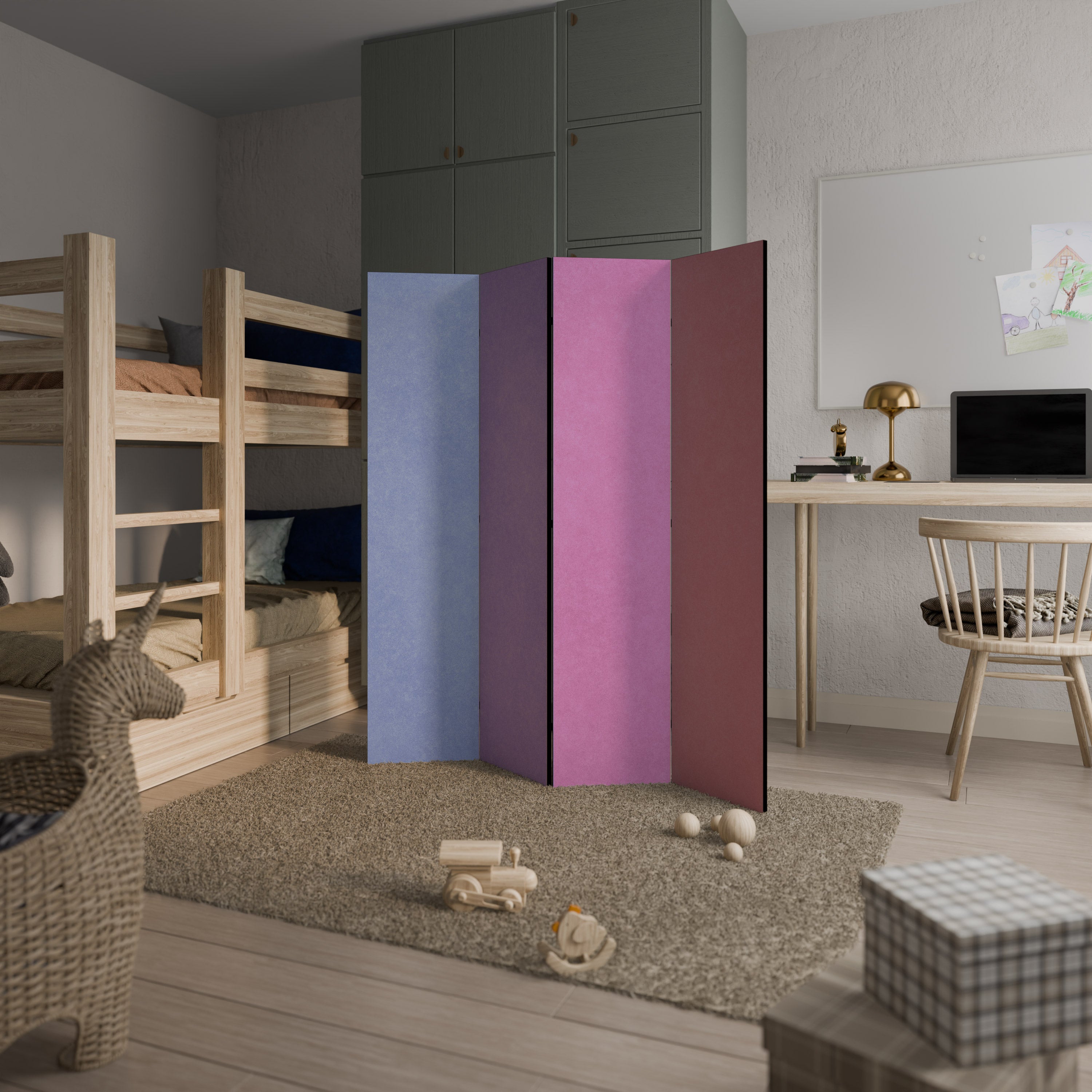 MI CORAZÓN SE PONDRÁN COLOR EN DIVISOR DE AMBIENTES DECORATIVO DE 4 PANELES