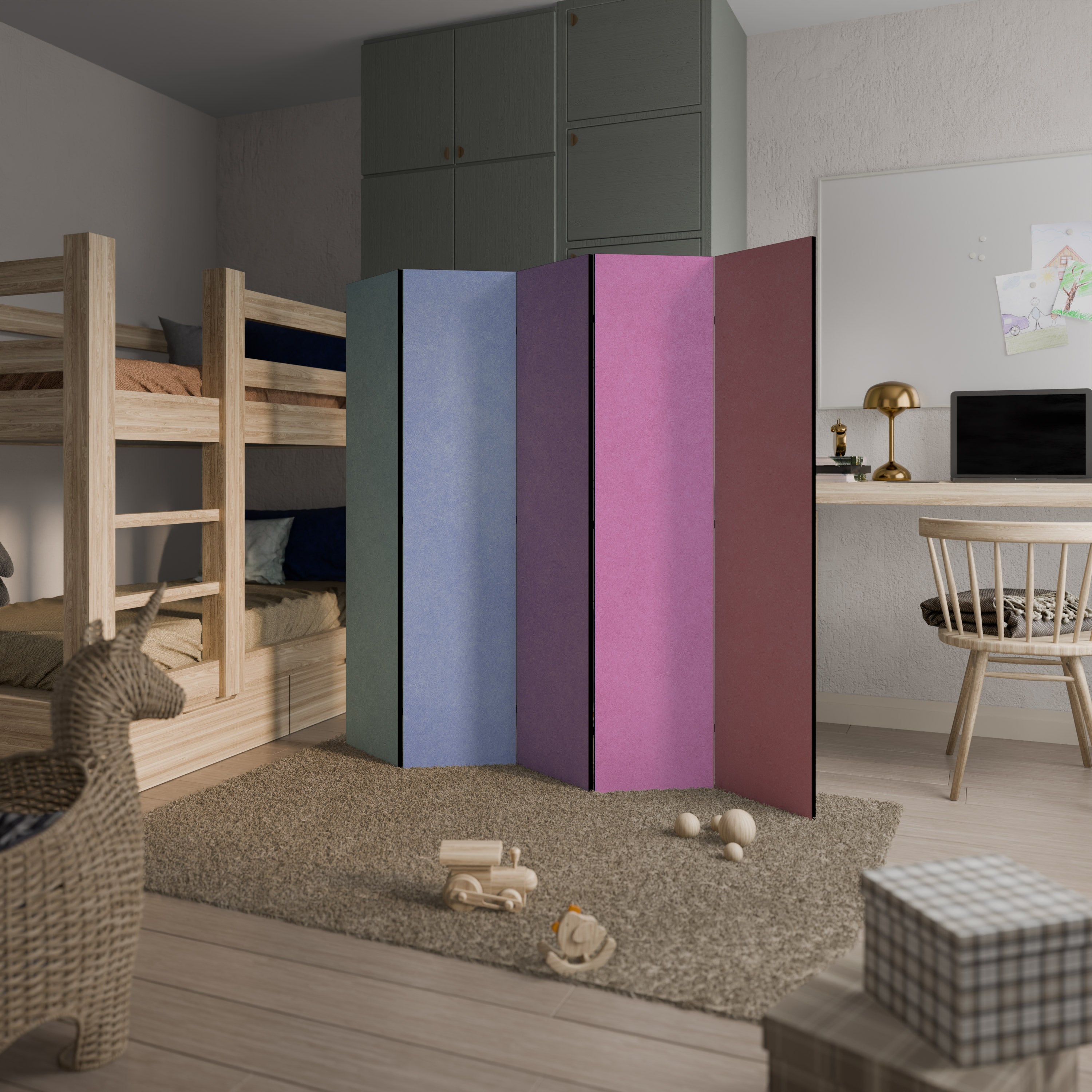 MY HEART WILL COLOR ON Decorative 5-Panel Room Divider