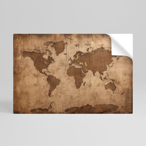 AGED WORLD MAP Peel and Stick Horizontal Poster