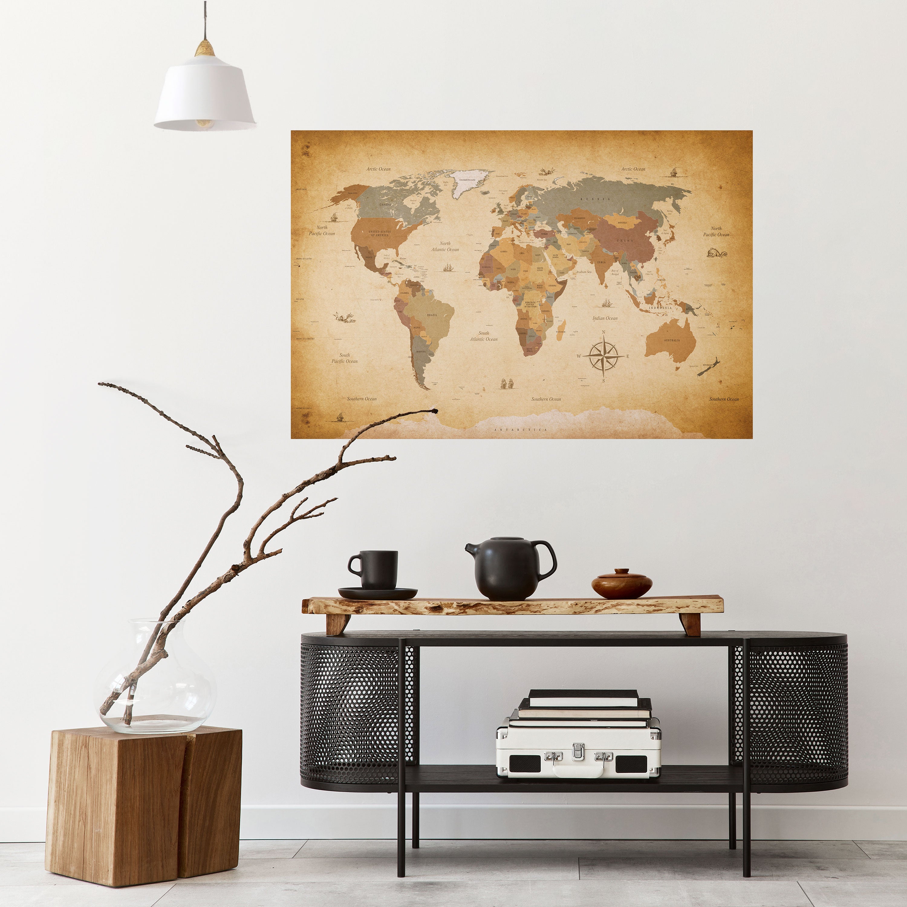 Póster horizontal autoadhesivo del MAPA DEL VIAJERO ANTIGUO
