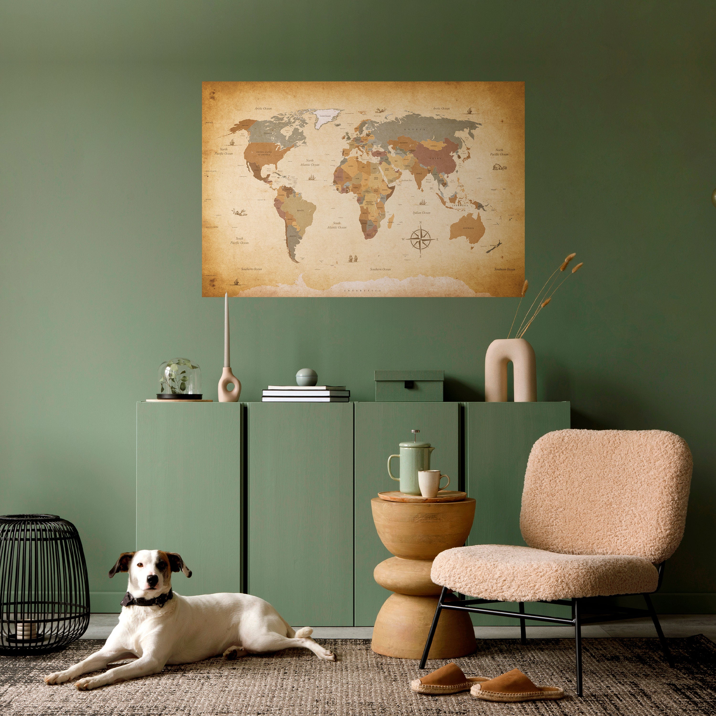 Póster horizontal autoadhesivo del MAPA DEL VIAJERO ANTIGUO