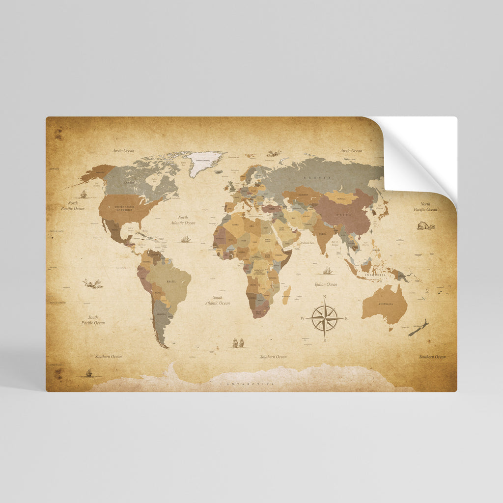 Póster horizontal autoadhesivo del MAPA DEL VIAJERO ANTIGUO