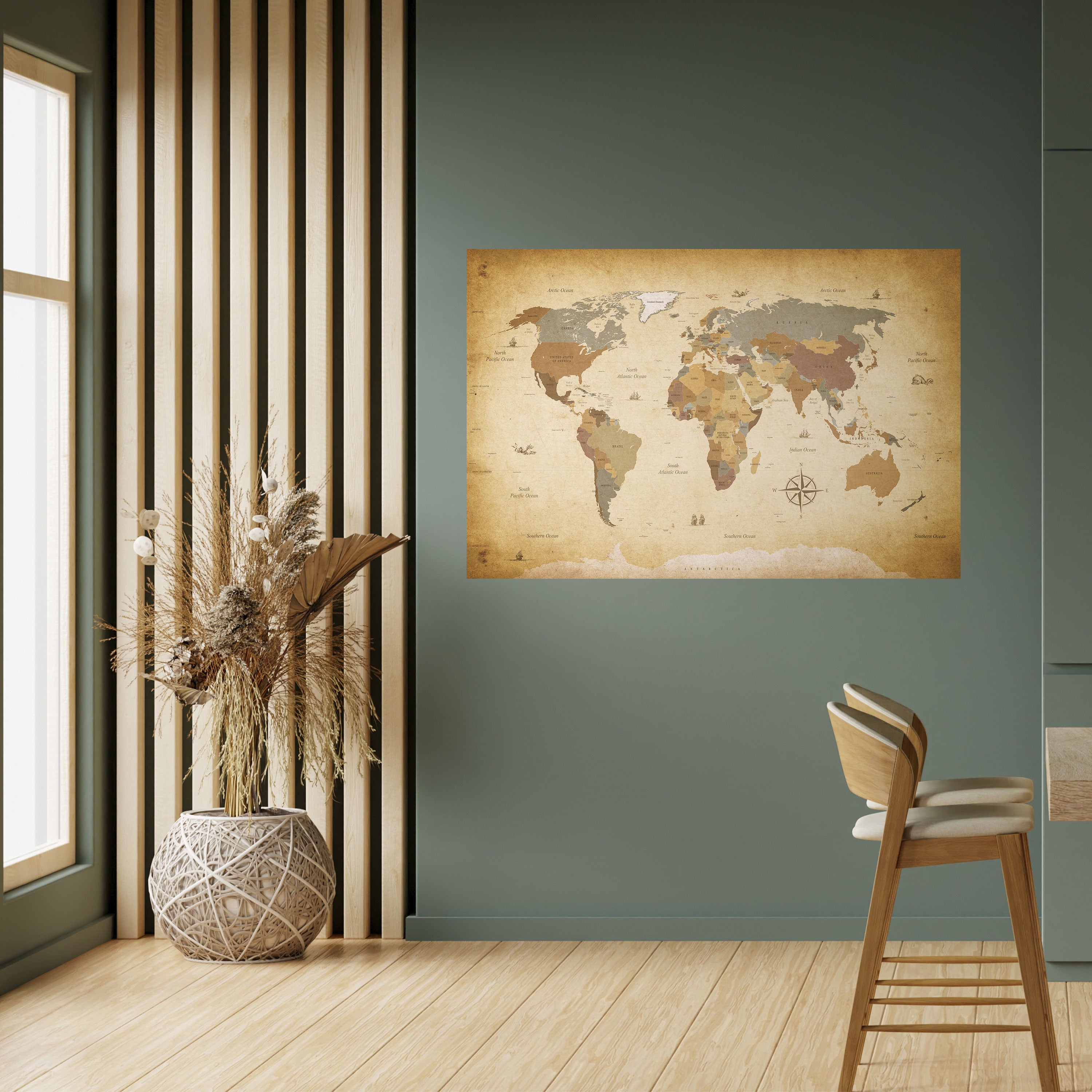 Póster horizontal autoadhesivo del MAPA DEL VIAJERO ANTIGUO