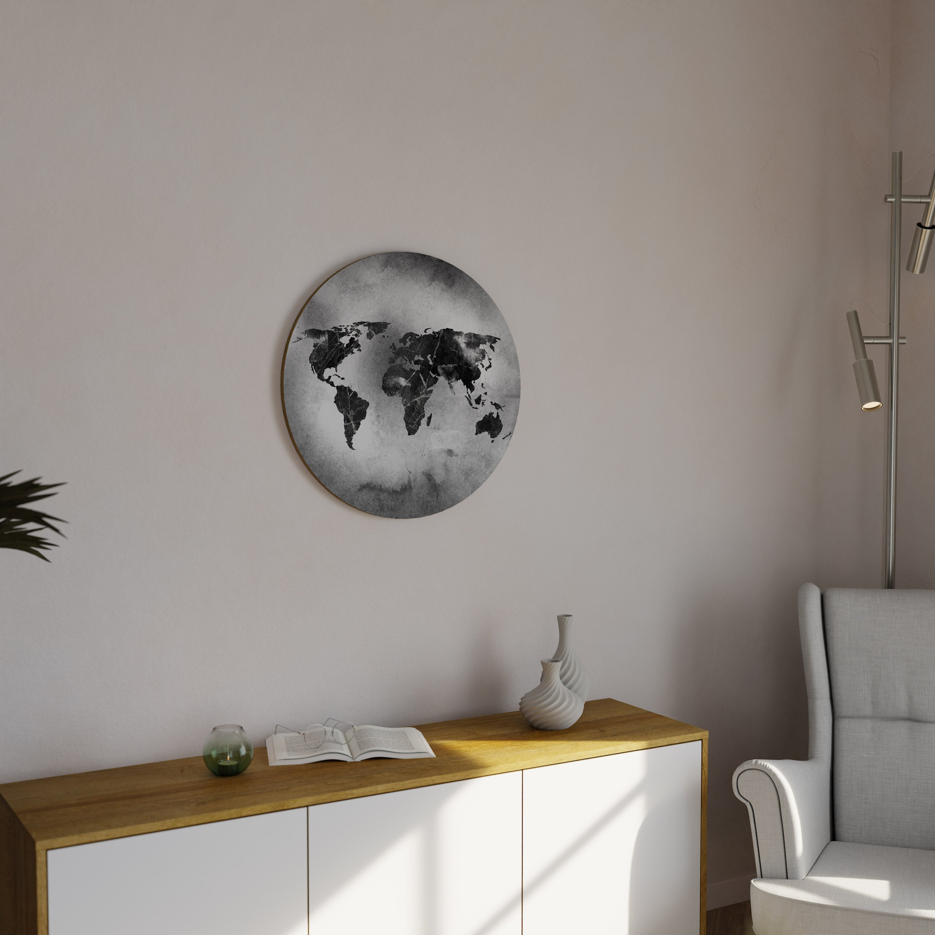 SHADOWED CONTINENTS Round Wall Art