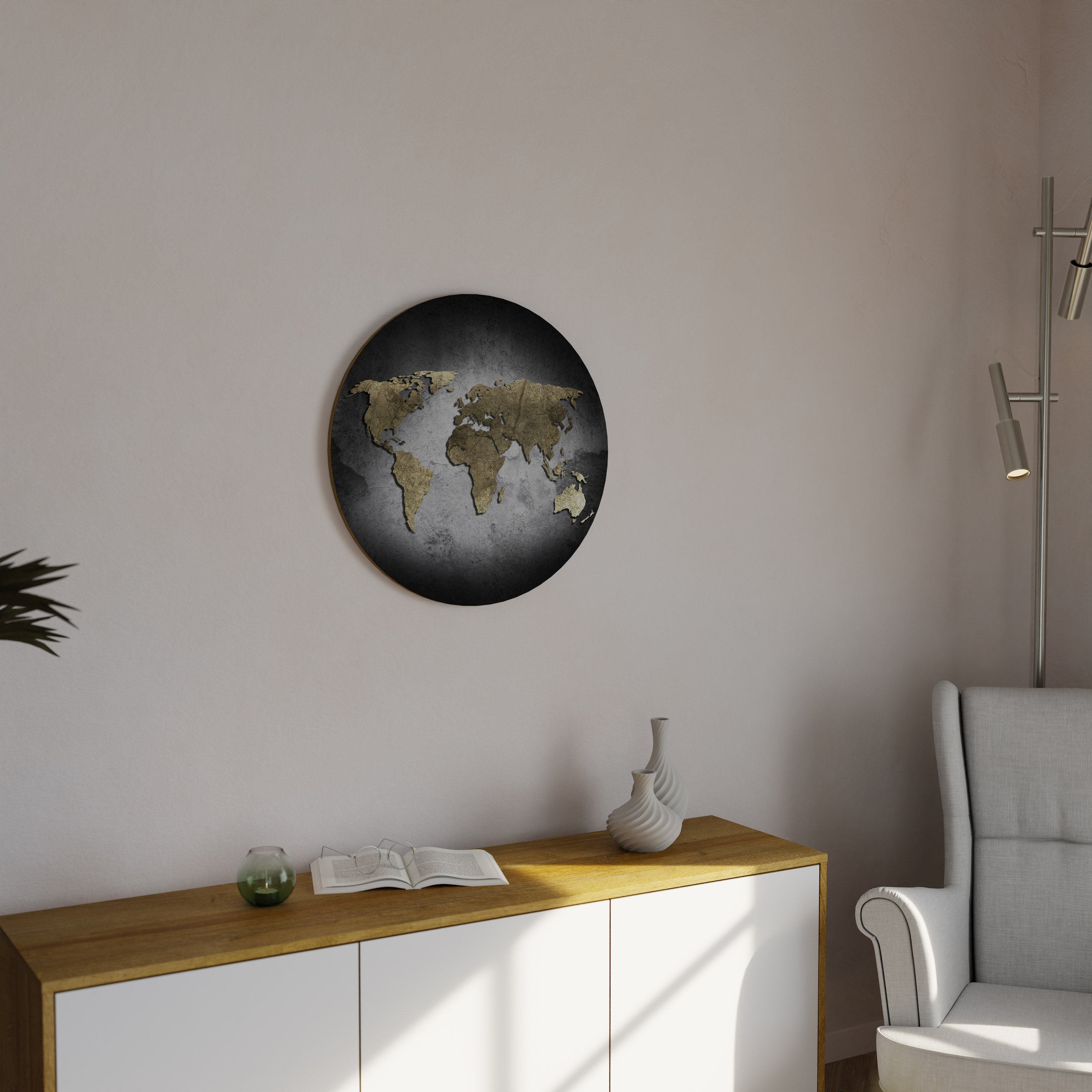GOLDEN GLOBE TREASURE Round Wall Art