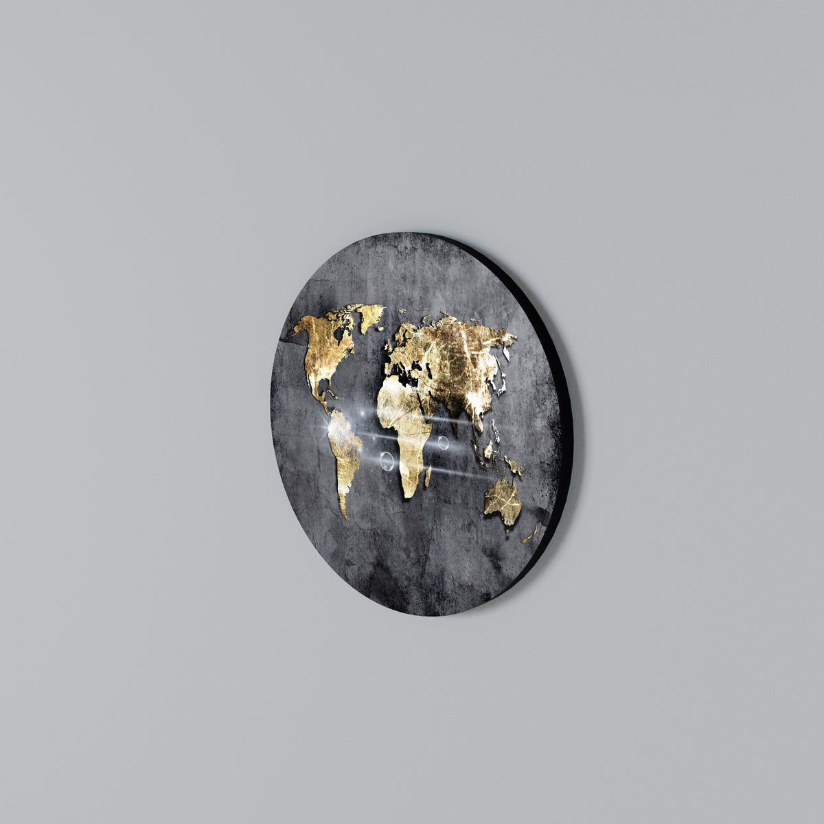 SHIMMERING EARTH MAP Arte de pared redondo