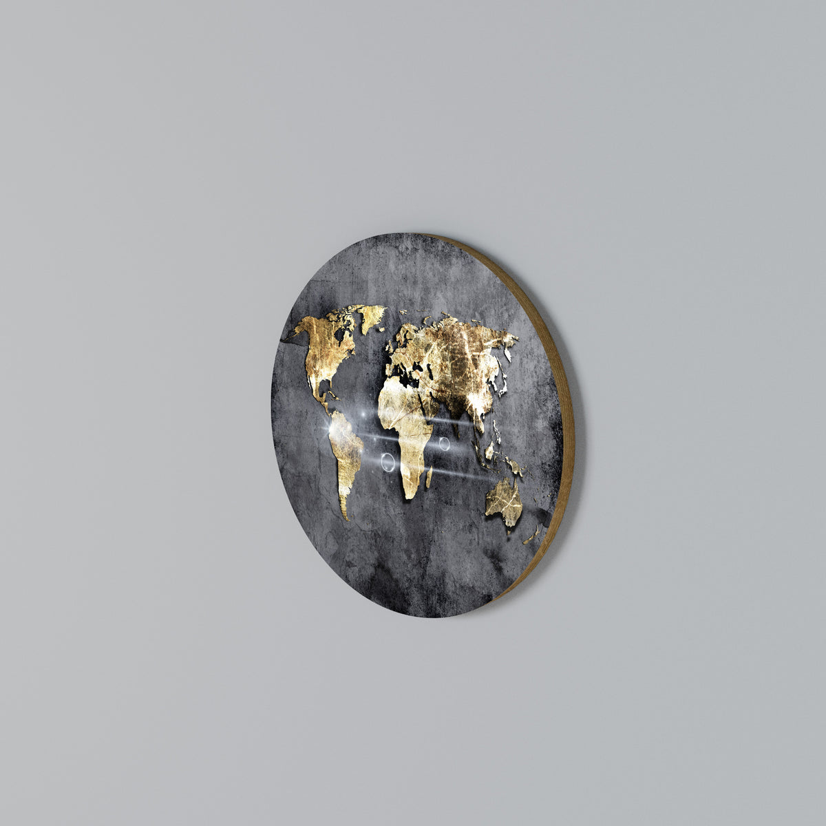 SHIMMERING EARTH MAP Arte de pared redondo