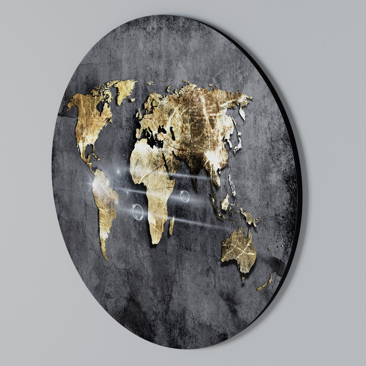 SHIMMERING EARTH MAP Arte de pared redondo