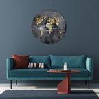 SHIMMERING EARTH MAP Decoración de Pared Redonda