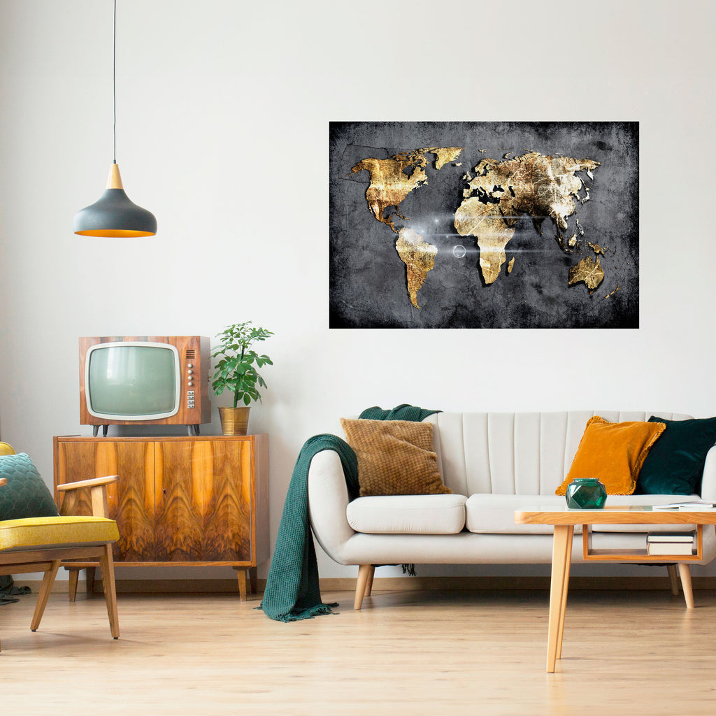 Póster horizontal autoadhesivo del MAPA DE LA TIERRA RESPLANDECIENTE