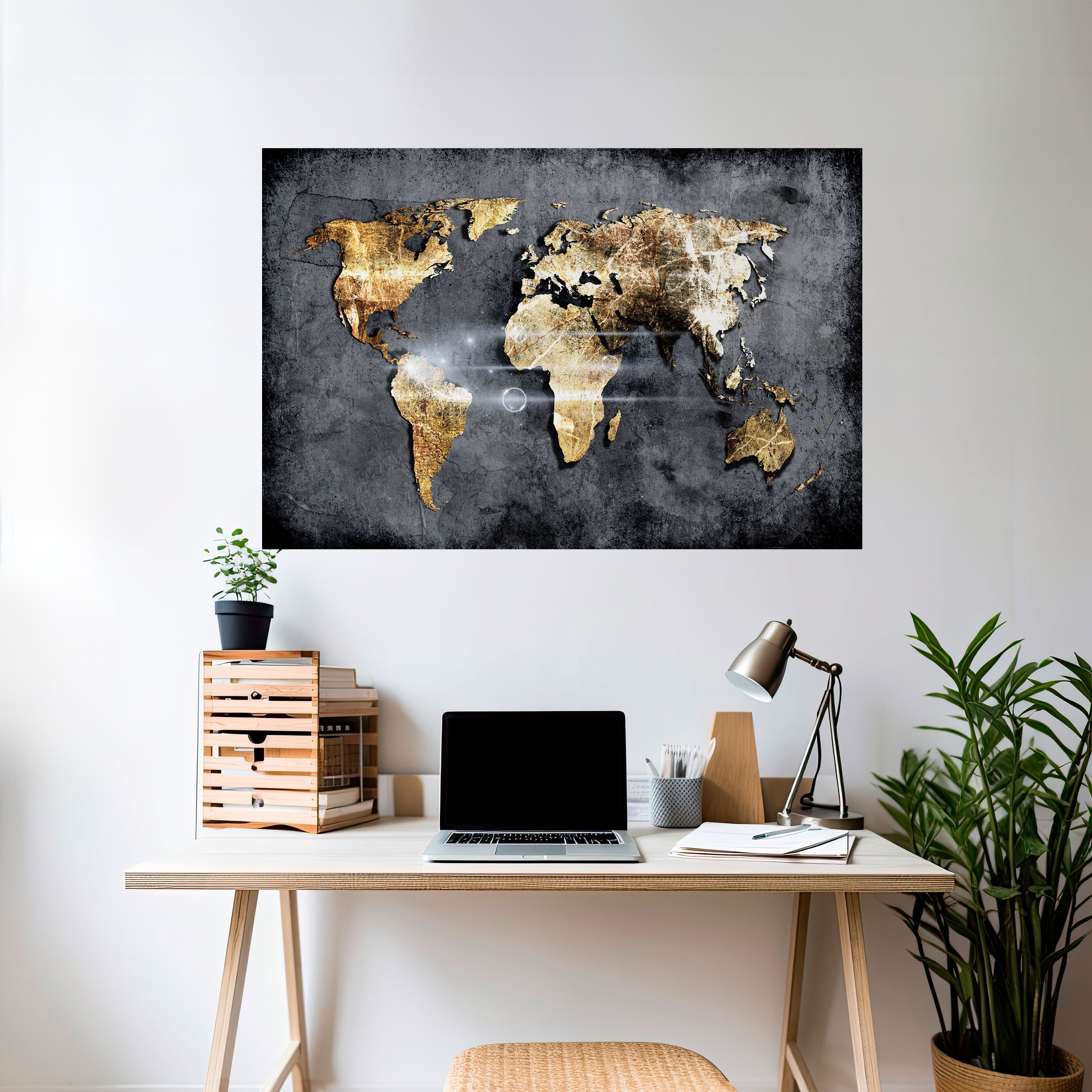 Póster horizontal autoadhesivo del MAPA DE LA TIERRA RESPLANDECIENTE