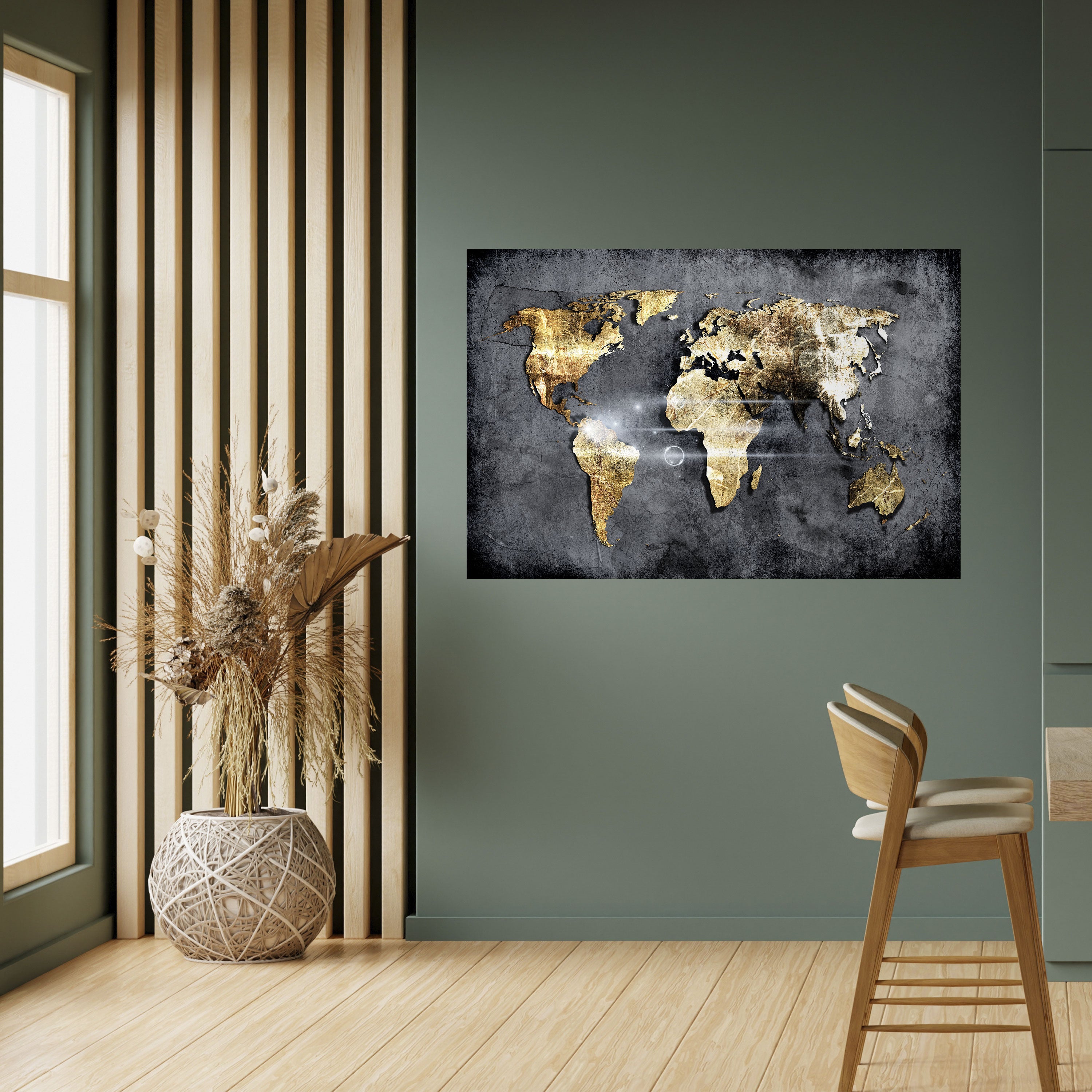 Póster horizontal autoadhesivo del MAPA DE LA TIERRA RESPLANDECIENTE