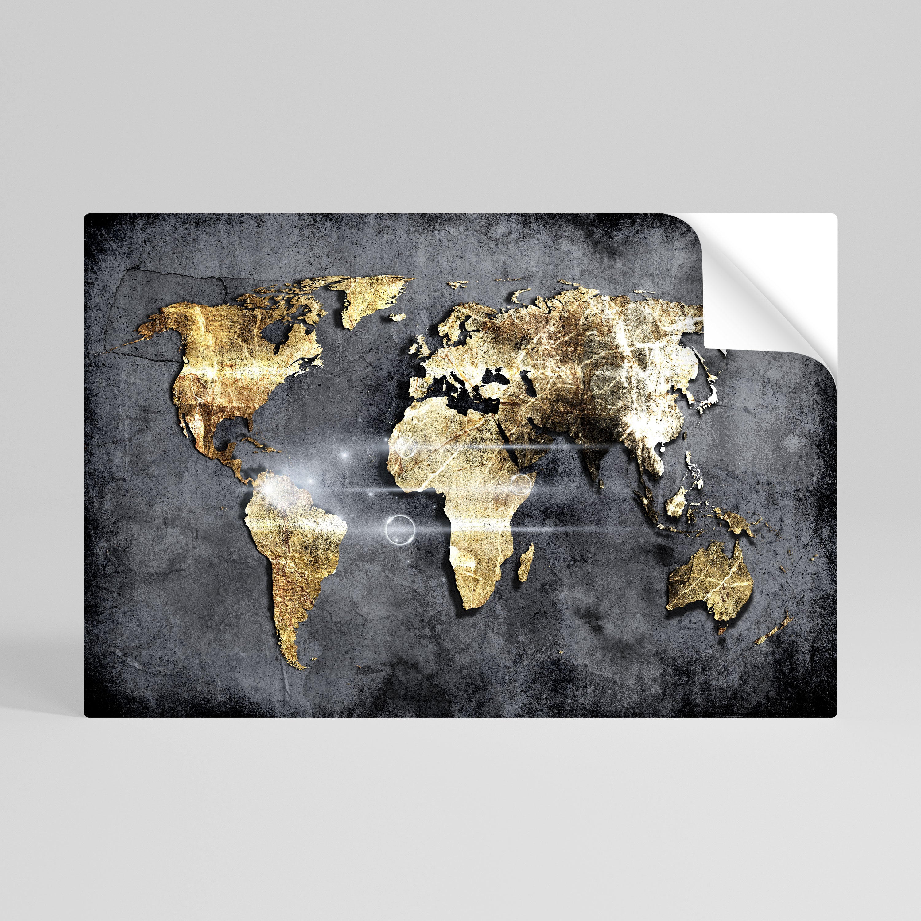 Póster horizontal autoadhesivo del MAPA DE LA TIERRA RESPLANDECIENTE