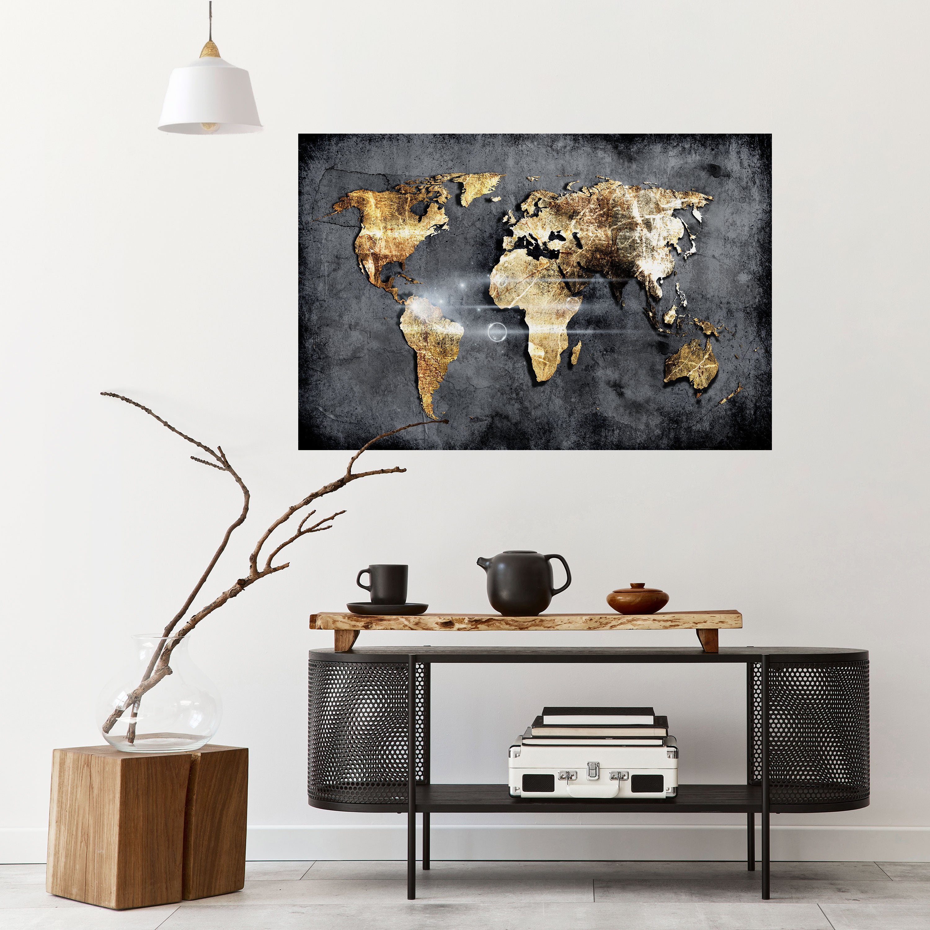 Póster horizontal autoadhesivo del MAPA DE LA TIERRA RESPLANDECIENTE