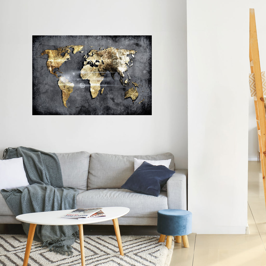 Póster horizontal autoadhesivo del MAPA DE LA TIERRA RESPLANDECIENTE