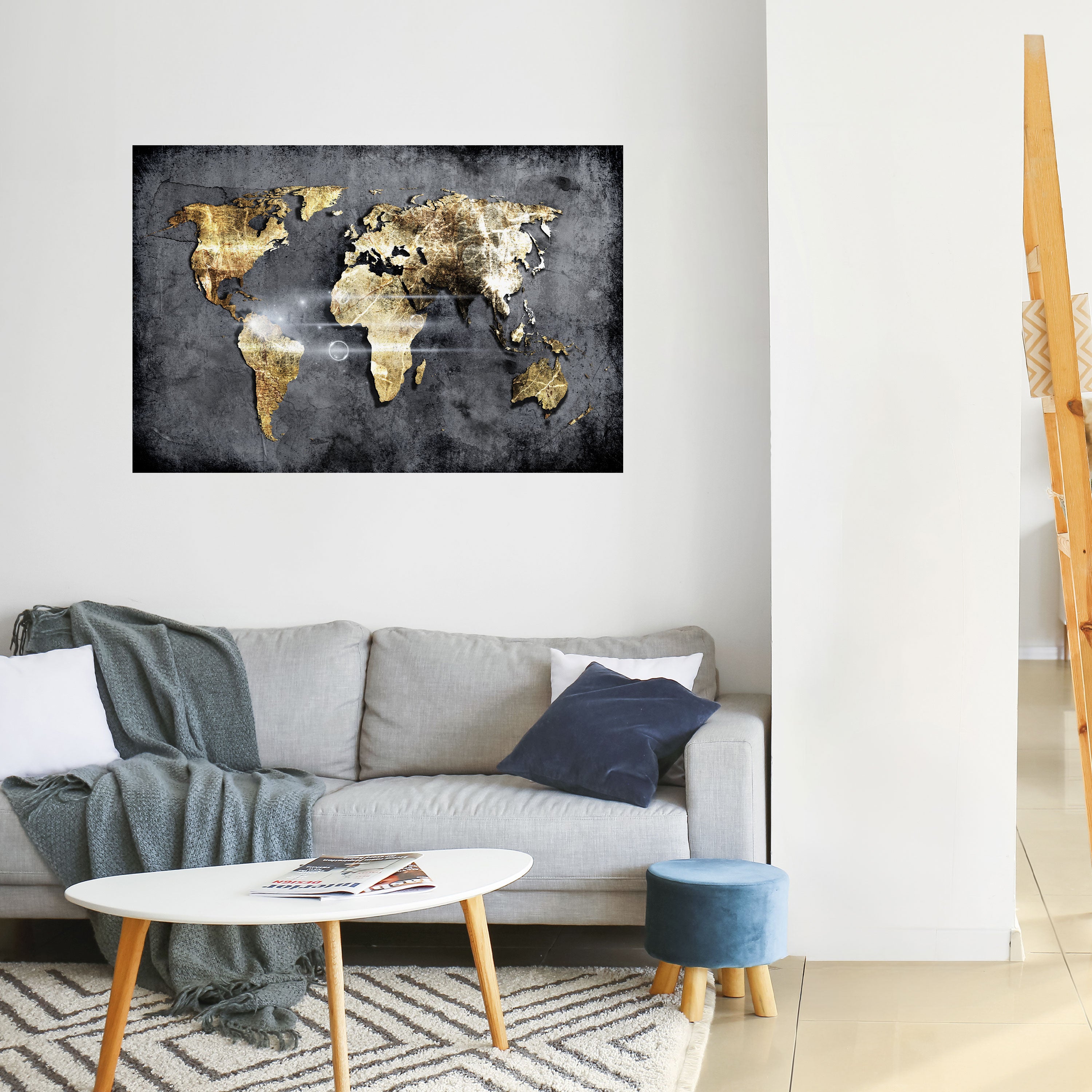Póster horizontal autoadhesivo del MAPA DE LA TIERRA RESPLANDECIENTE