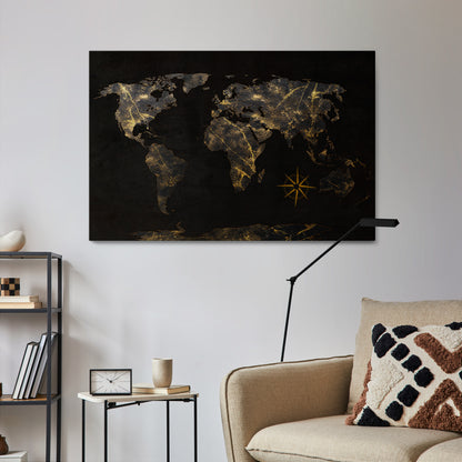GOLDEN GEOGRAPHY Cuadro en lienzo horizontal