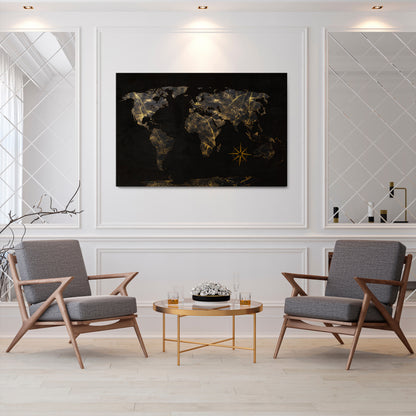 GOLDEN GEOGRAPHY Cuadro en lienzo horizontal
