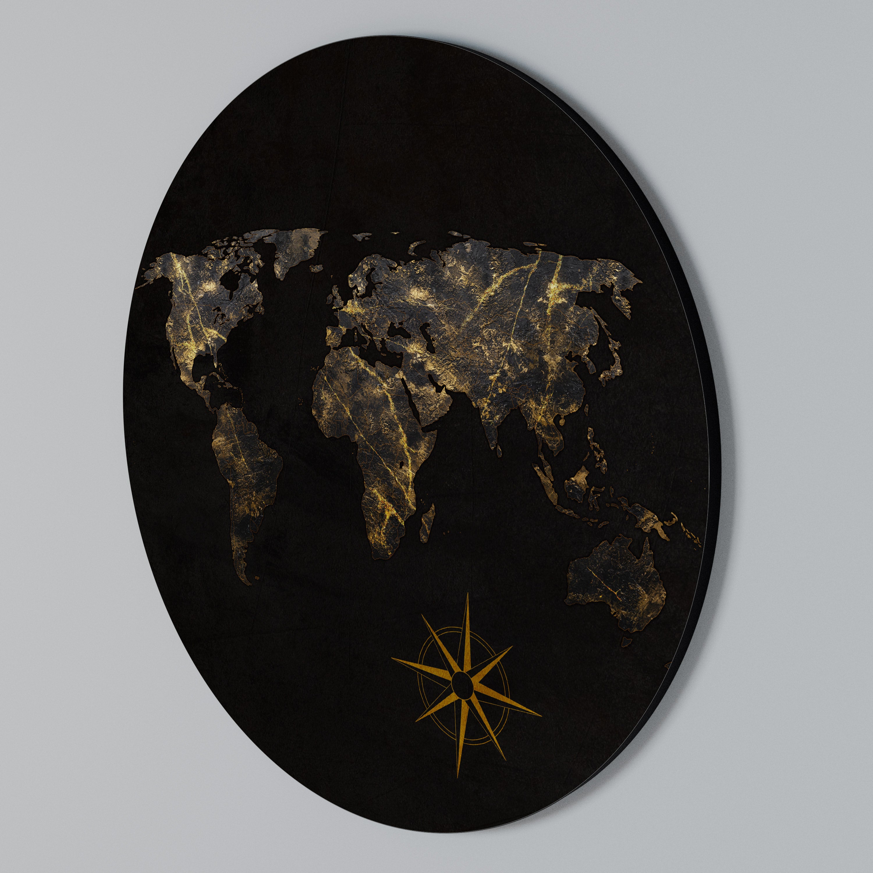 GOLDEN GEOGRAPHY Round Wall Art